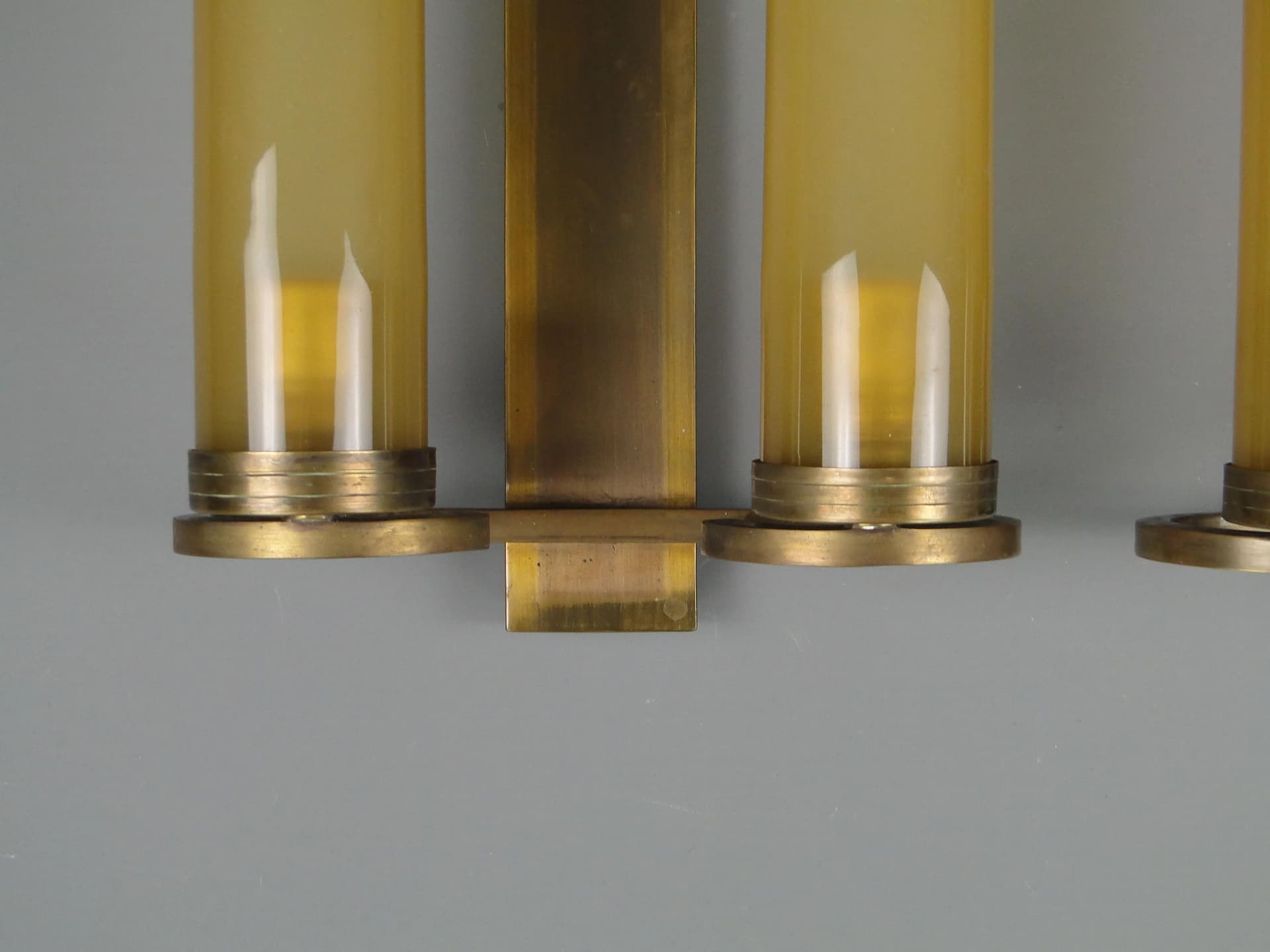 Para kinkietów Art déco, mosiądz złoty, szkło, Niemcy, lata 20. - 20325