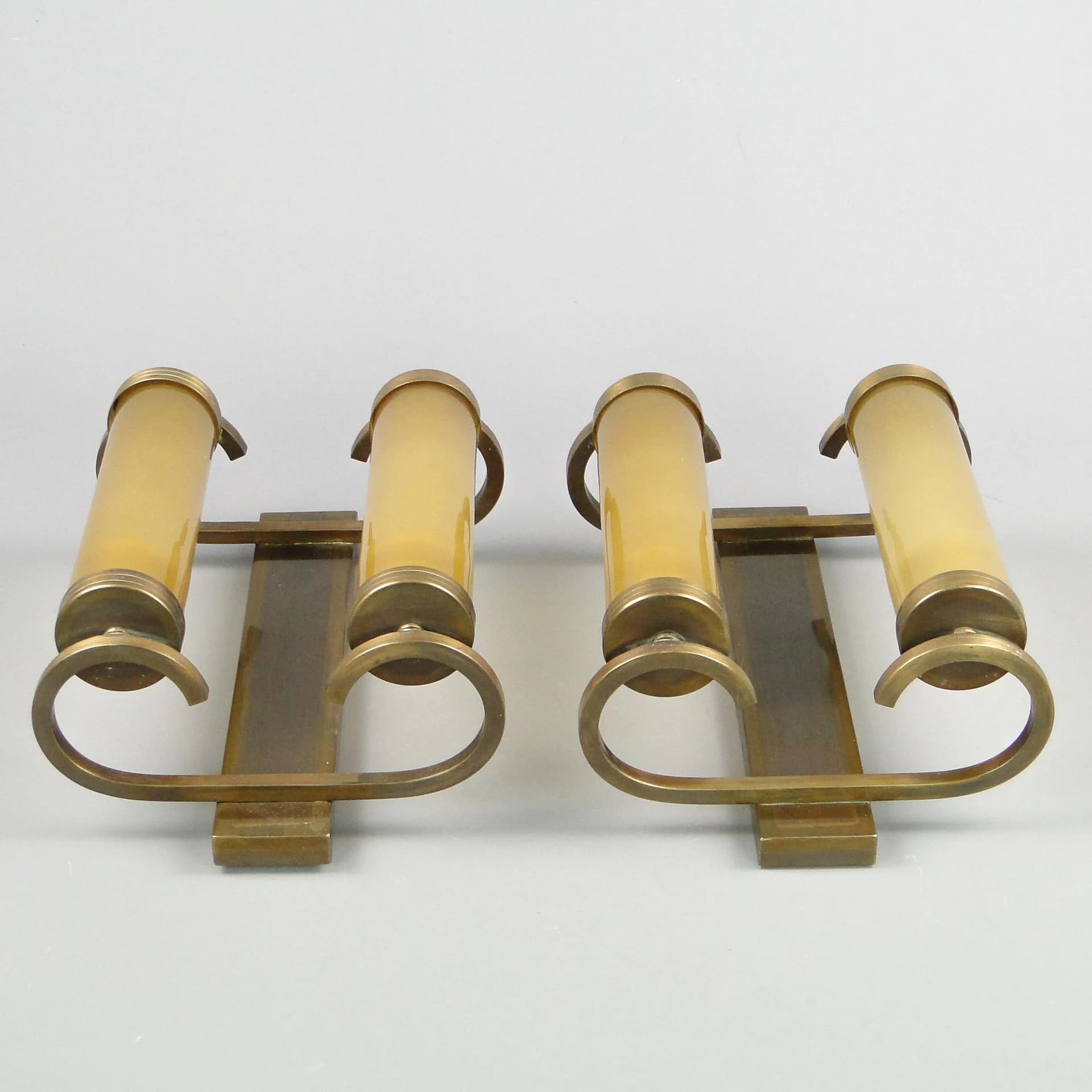 Para kinkietów Art déco, mosiądz złoty, szkło, Niemcy, lata 20. - 20322