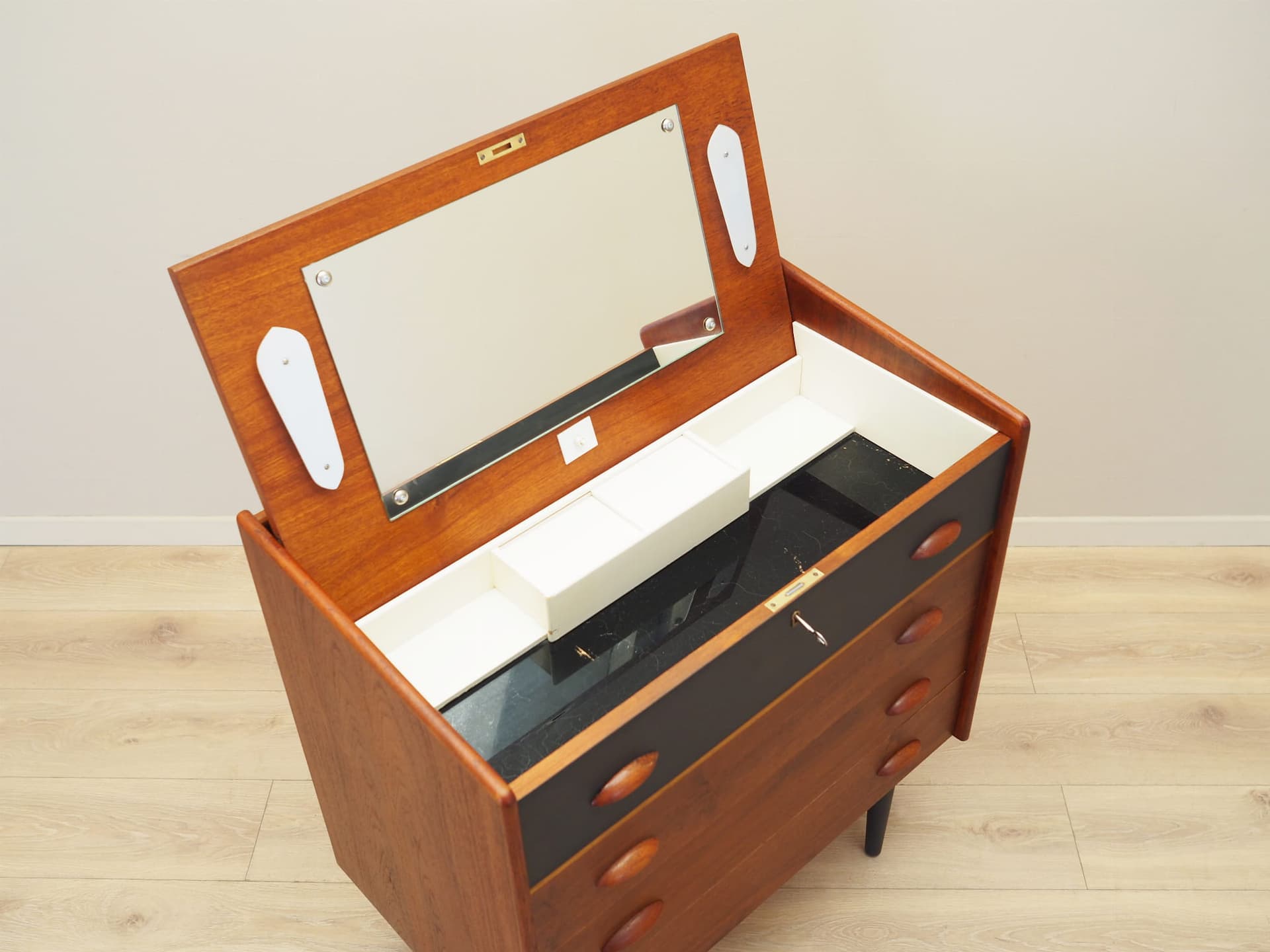 Dressing Table, teak, black legs, Denmark, 1970s - 75883