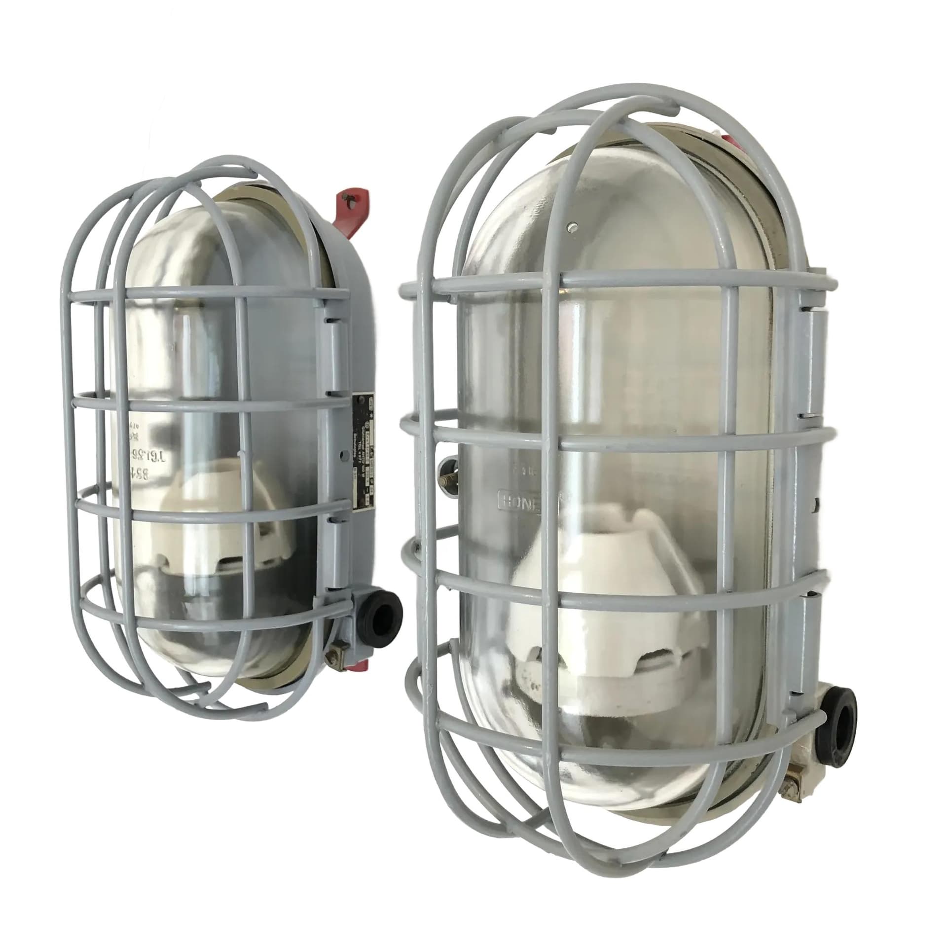 Pair of wall lamps EOW, grey metal, Germany, 1970s