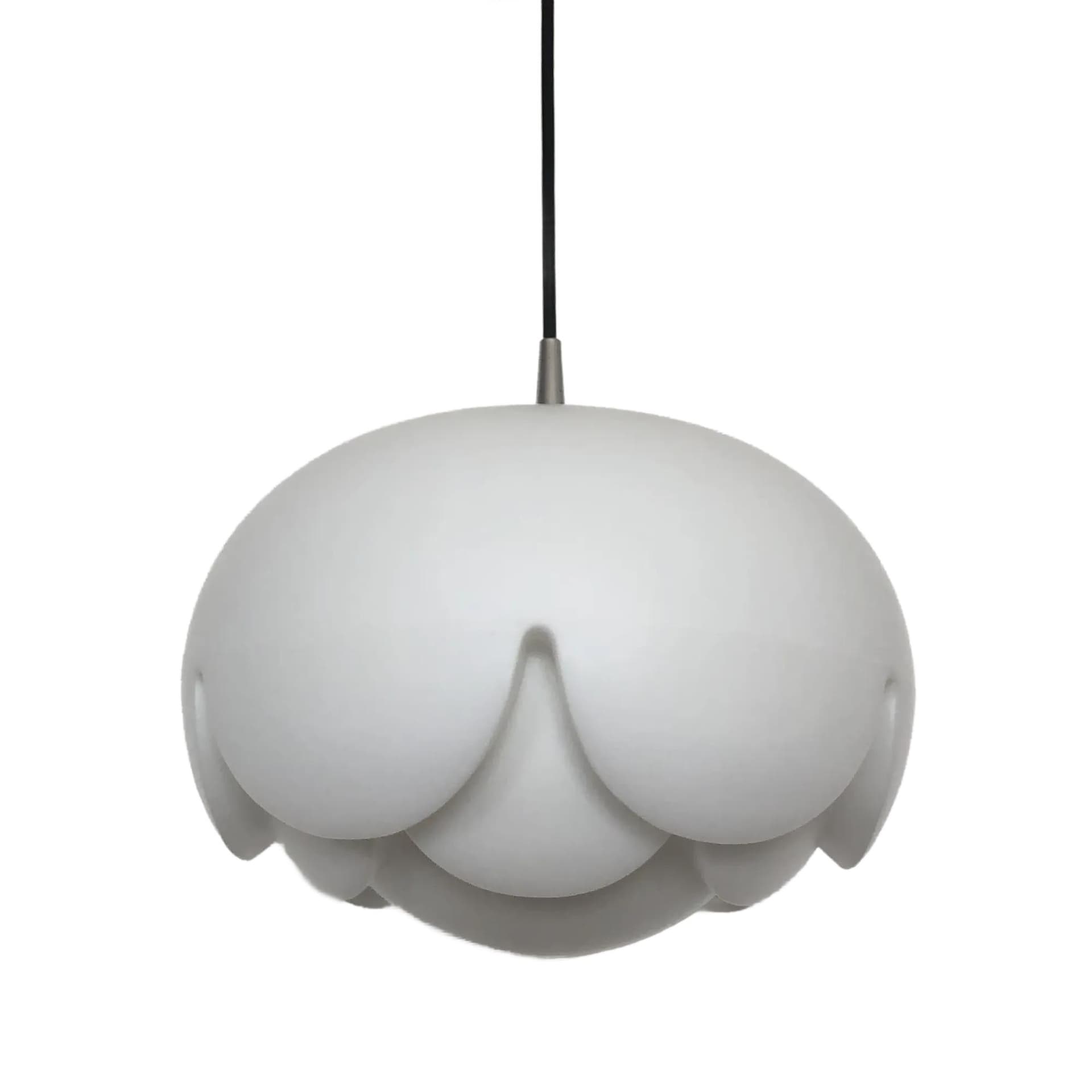 Lampa wisząca Seerose, szkło opalowe białe, stal chromowana, Peill&Putzler, Niemcy, lata 70.