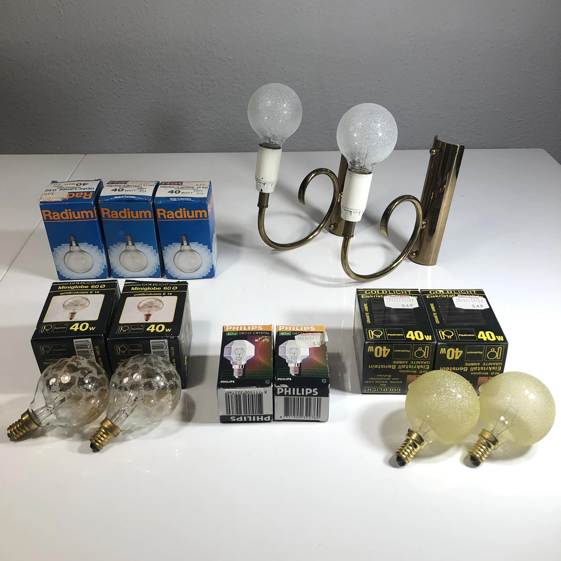 Pair of wall sconces, golden brass, Germany, 1960s. - 20209