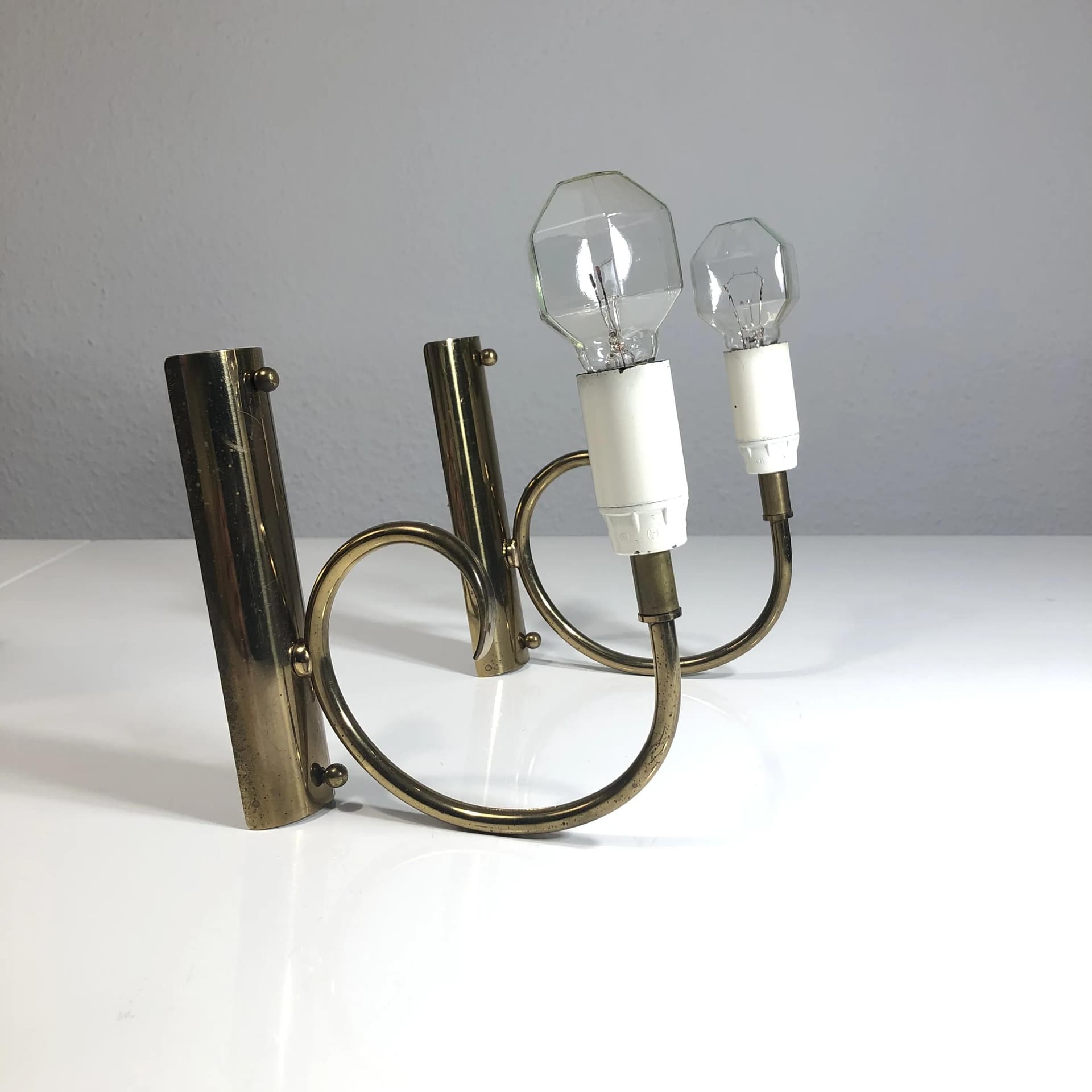 Pair of wall sconces, golden brass, Germany, 1960s. - 20210