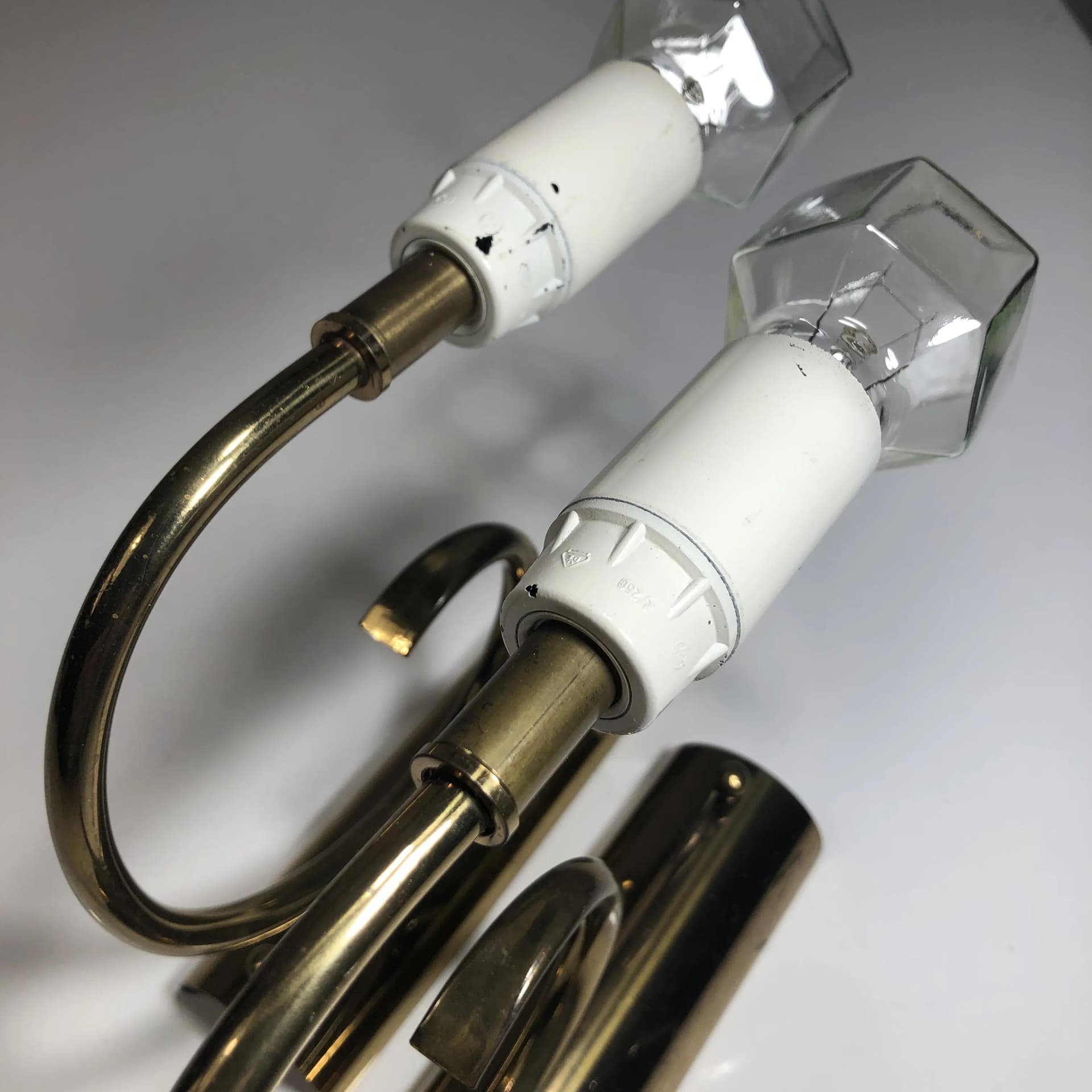 Pair of wall sconces, golden brass, Germany, 1960s. - 20213