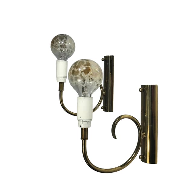 Pair of wall sconces, golden brass, Germany, 1960s. - DIMENSION