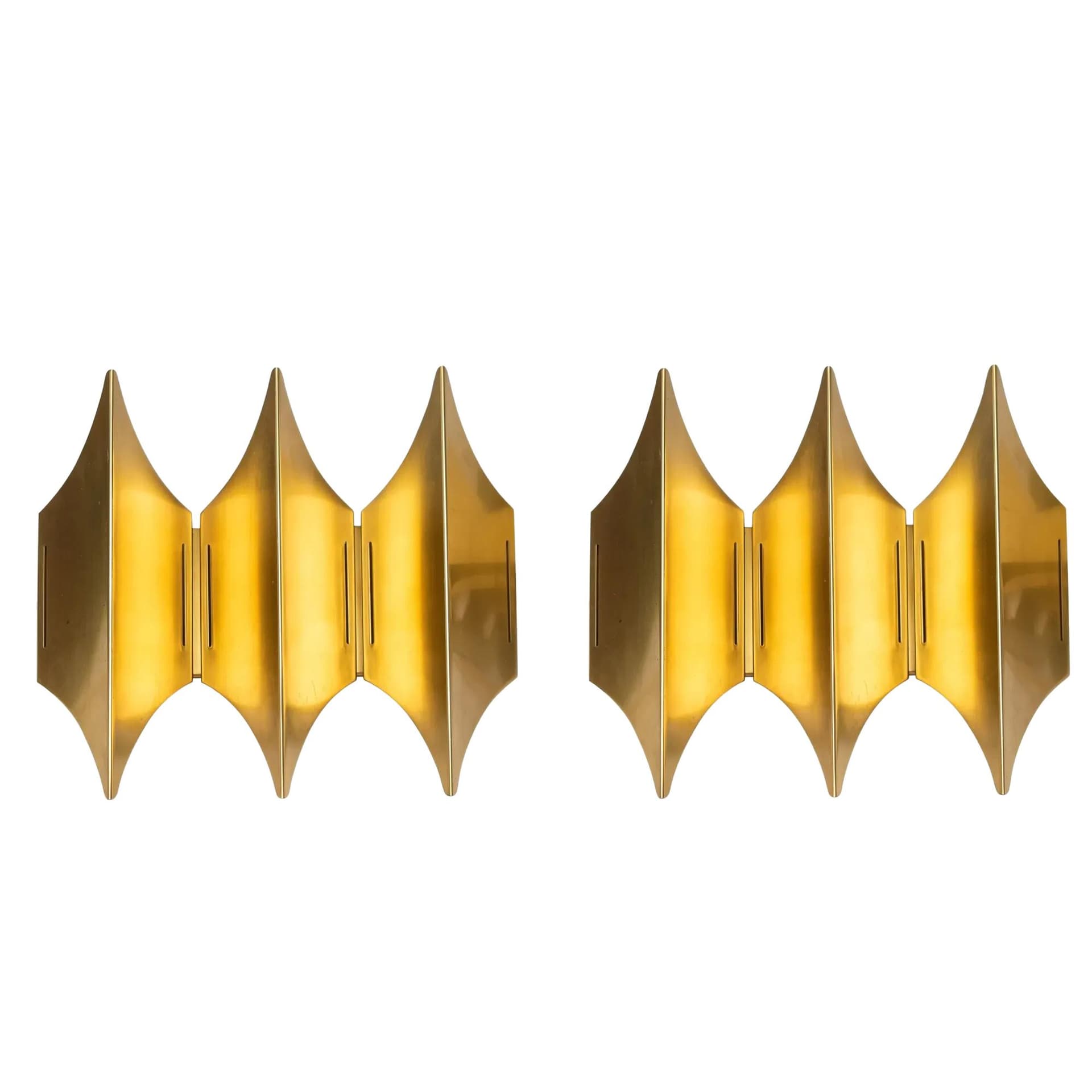 Mosiężne kinkiety Gothic 3, para, proj. B. Karlby dla Lyfa, Dania, lata 60.