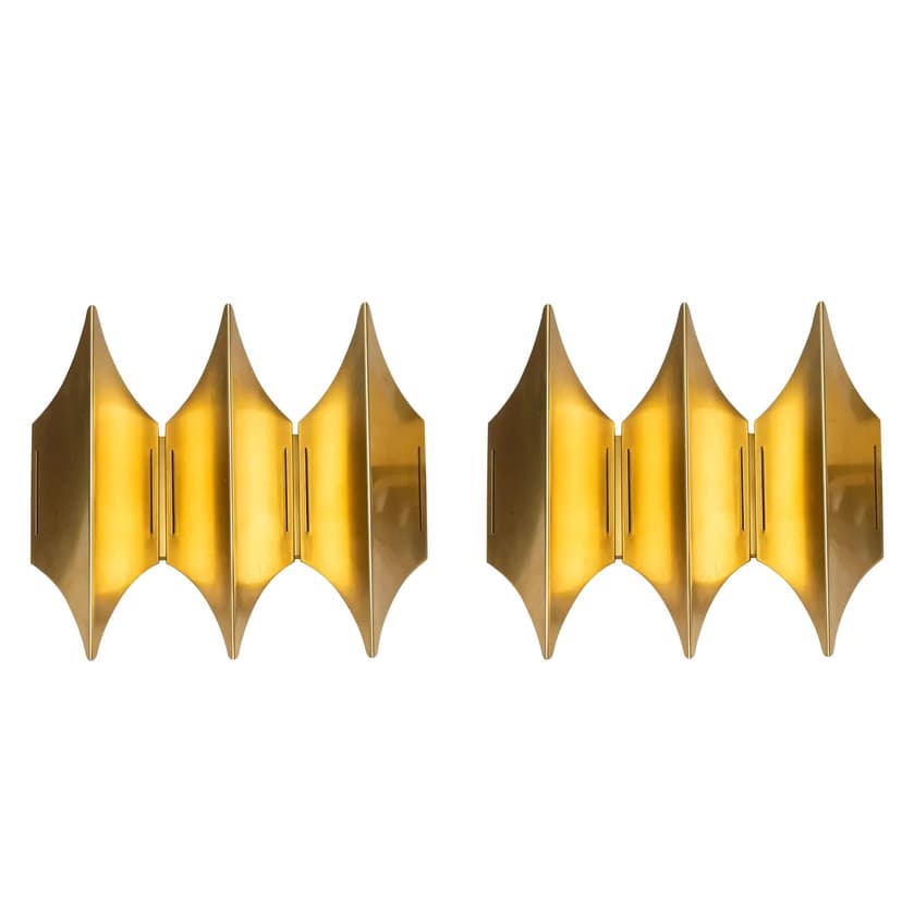 Mosiężne kinkiety Gothic 3, para, proj. B. Karlby dla Lyfa, Dania, lata 60.