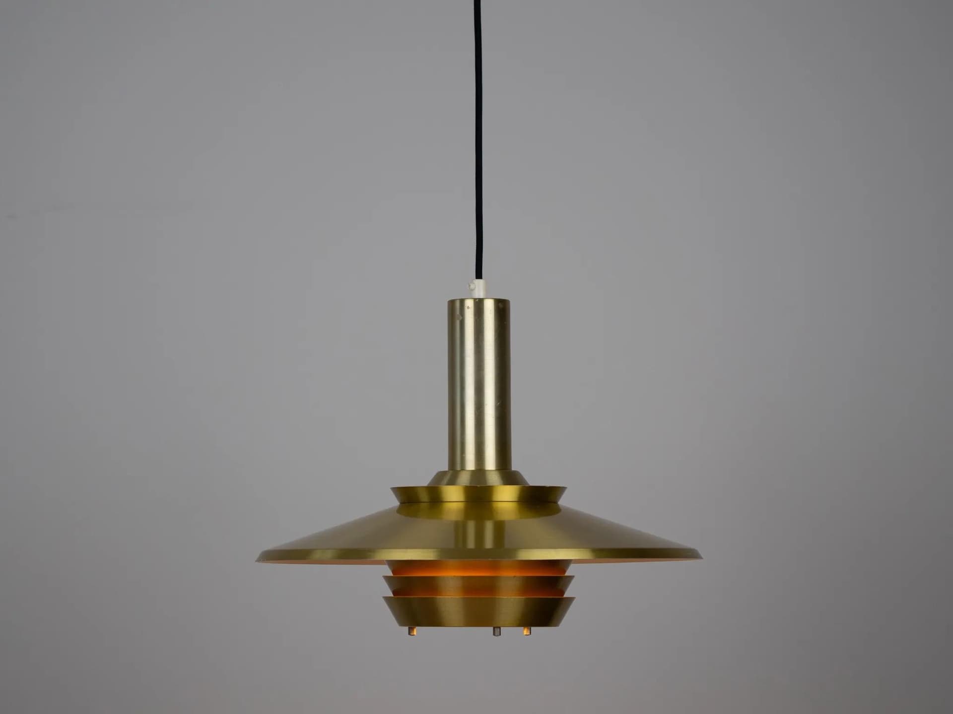 Golden Aluminum Pendant Lamp, Denmark, 1960s - 20564