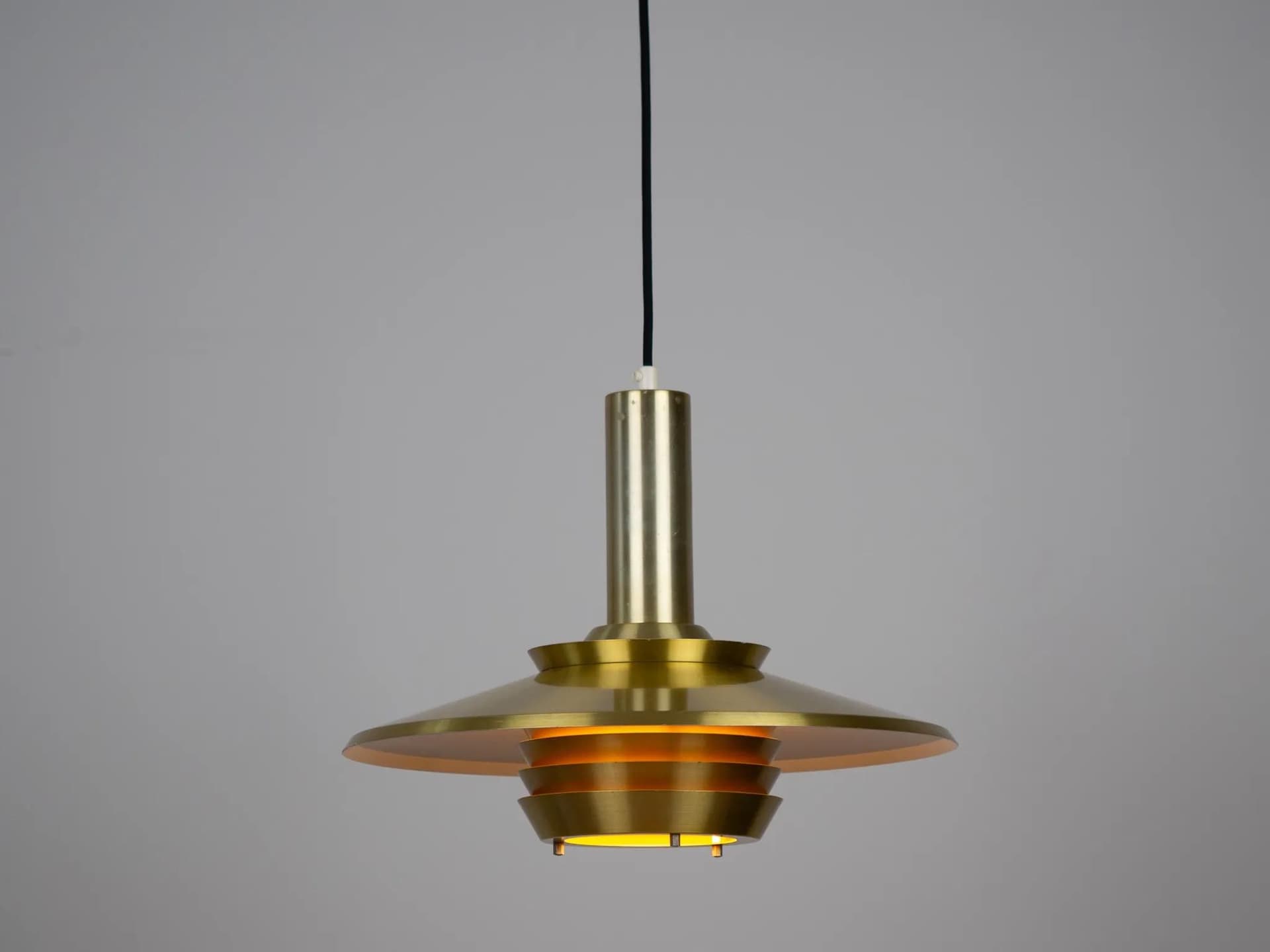 Golden Aluminum Pendant Lamp, Denmark, 1960s - 20565