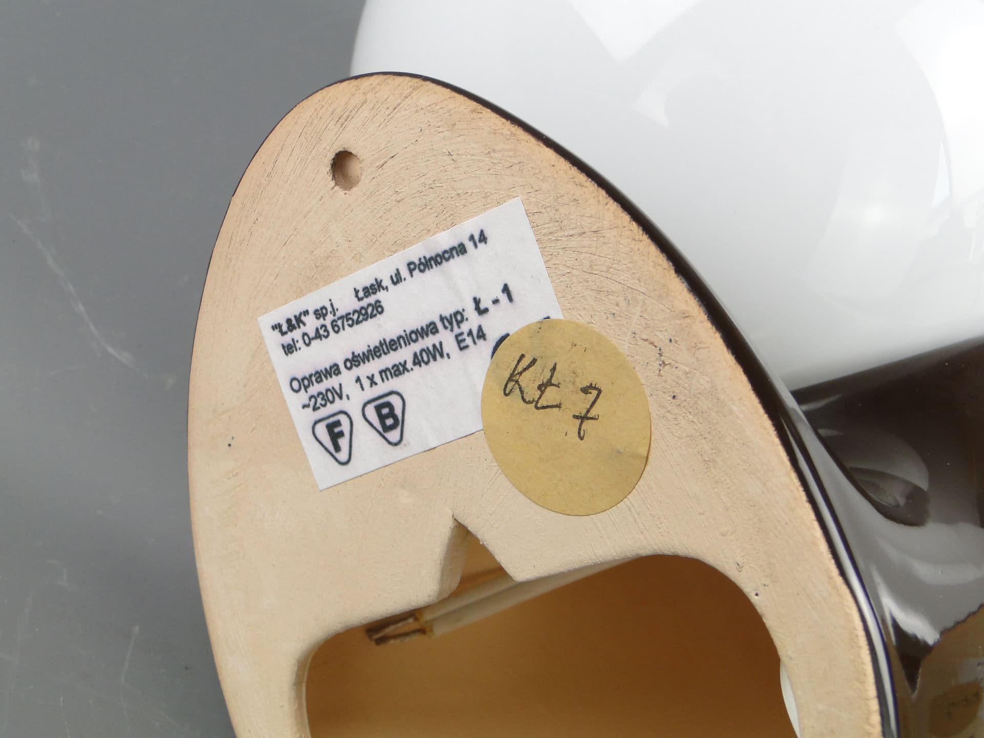 Pair of modernist wall sconces, brown ceramic white glass, Poland, 1970s. - 2123