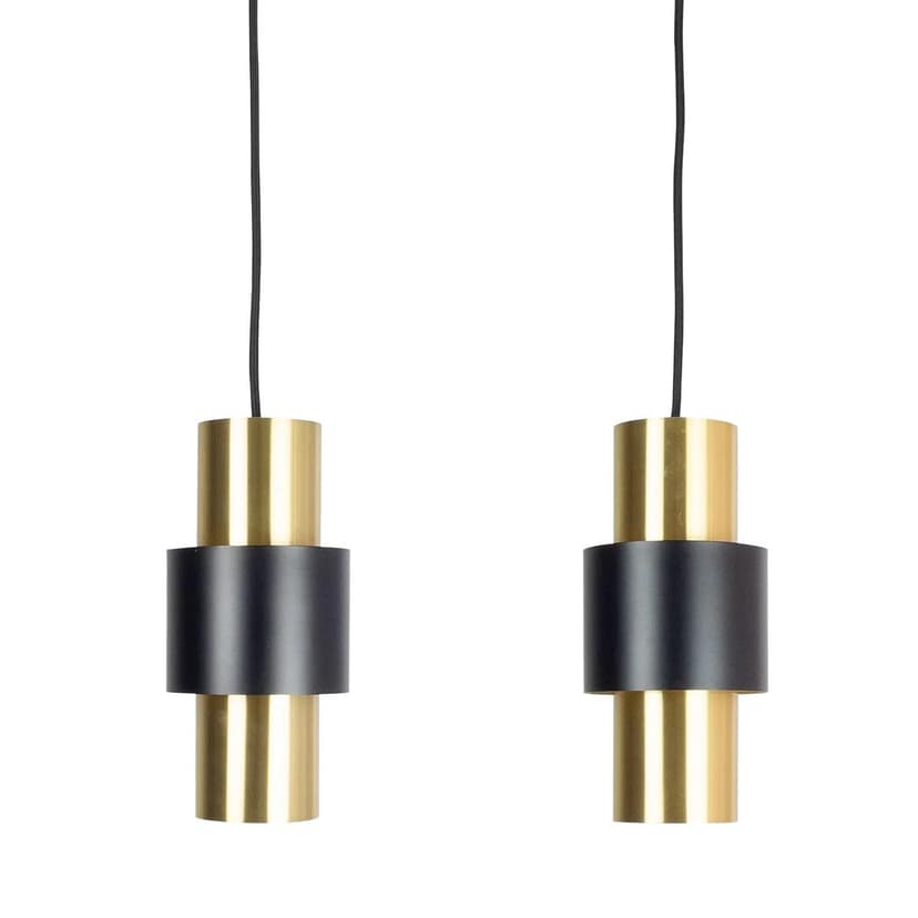 Czarno-złote lampy wiszące Etna, proj. J. Hammerborg dla Fog & Mørup, Dania, lata 60.