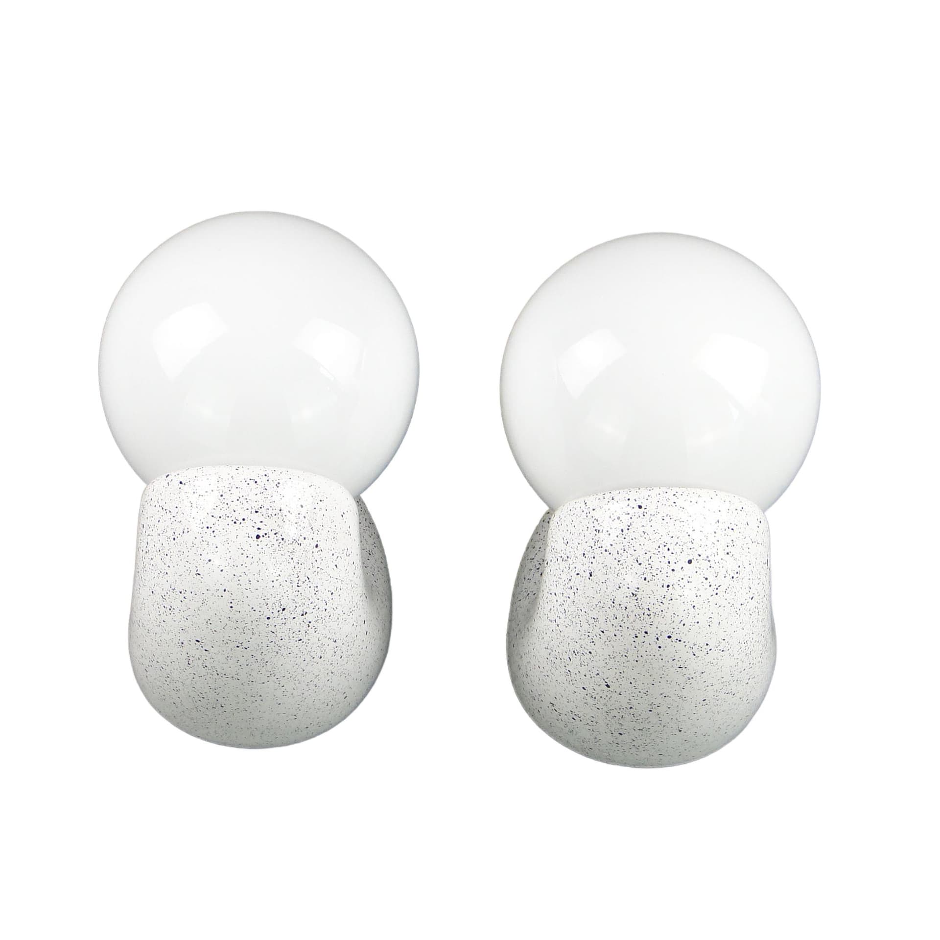 Pair of modernist wall sconces, white ceramics, opaline glass, Poland, 1970s.