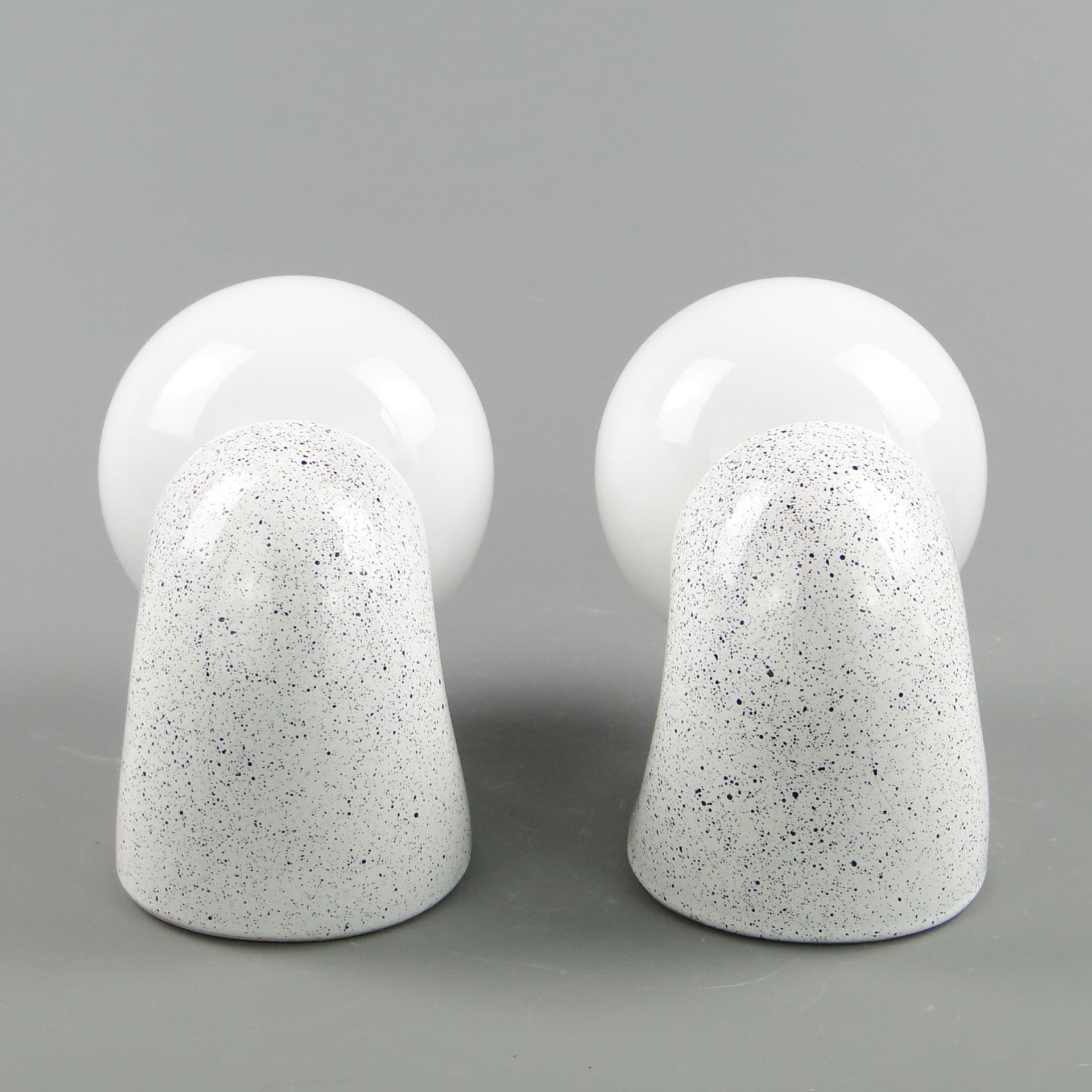 Pair of modernist wall sconces, white ceramics, opaline glass, Poland, 1970s. - 2147