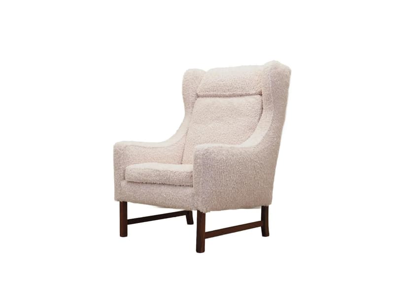 Fotel, palisander brązowy, tkanina beżowa, Skippers Møbler, Dania, lata 70.