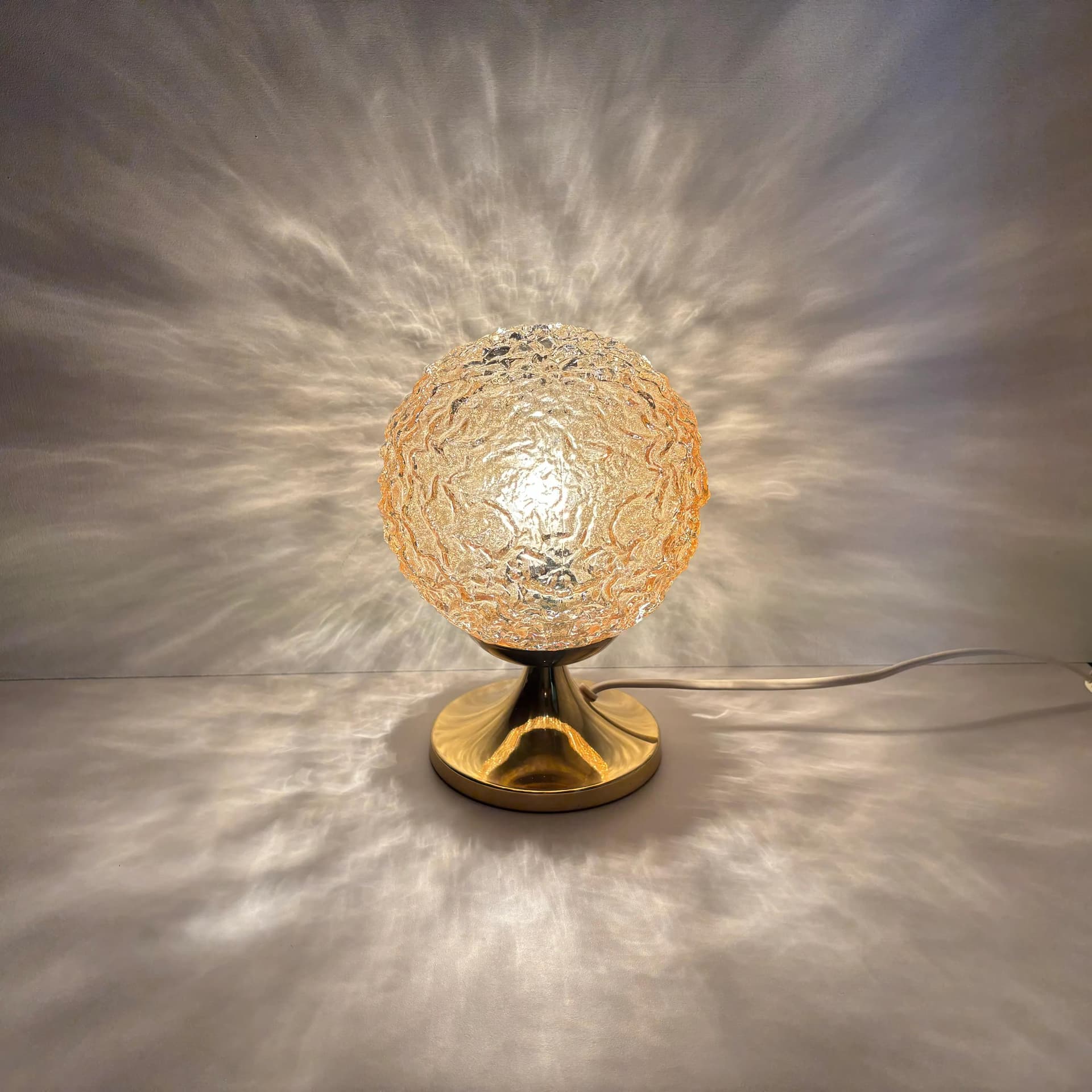 Para lampek nocnych, szkło złoty, stal złoty, Niemcy, lata 70. - 20625