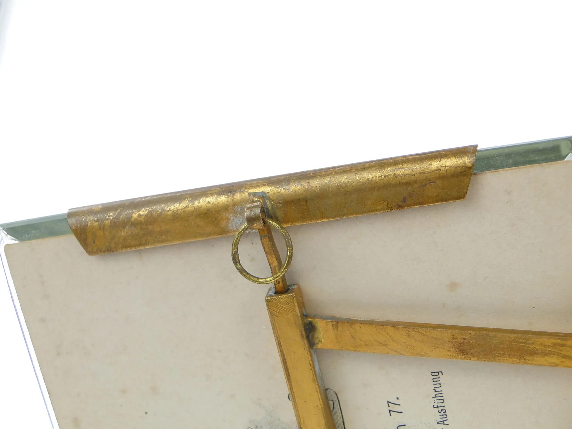 Ramka na zdjęcia wachlarzowa, secesja, mosiądz złocony, szkło kryształowe, Francja, XIX w. - 20659