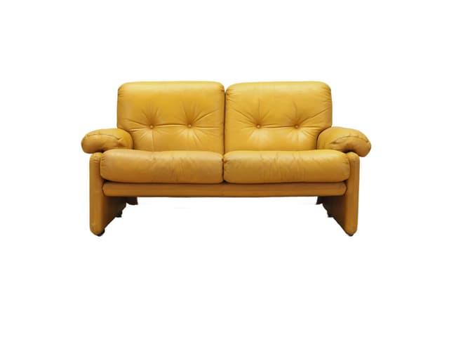 Sofa, skóra żółta, proj. T. Scarpa, B&B Italia, Włochy, lata 60. - WYMIARY