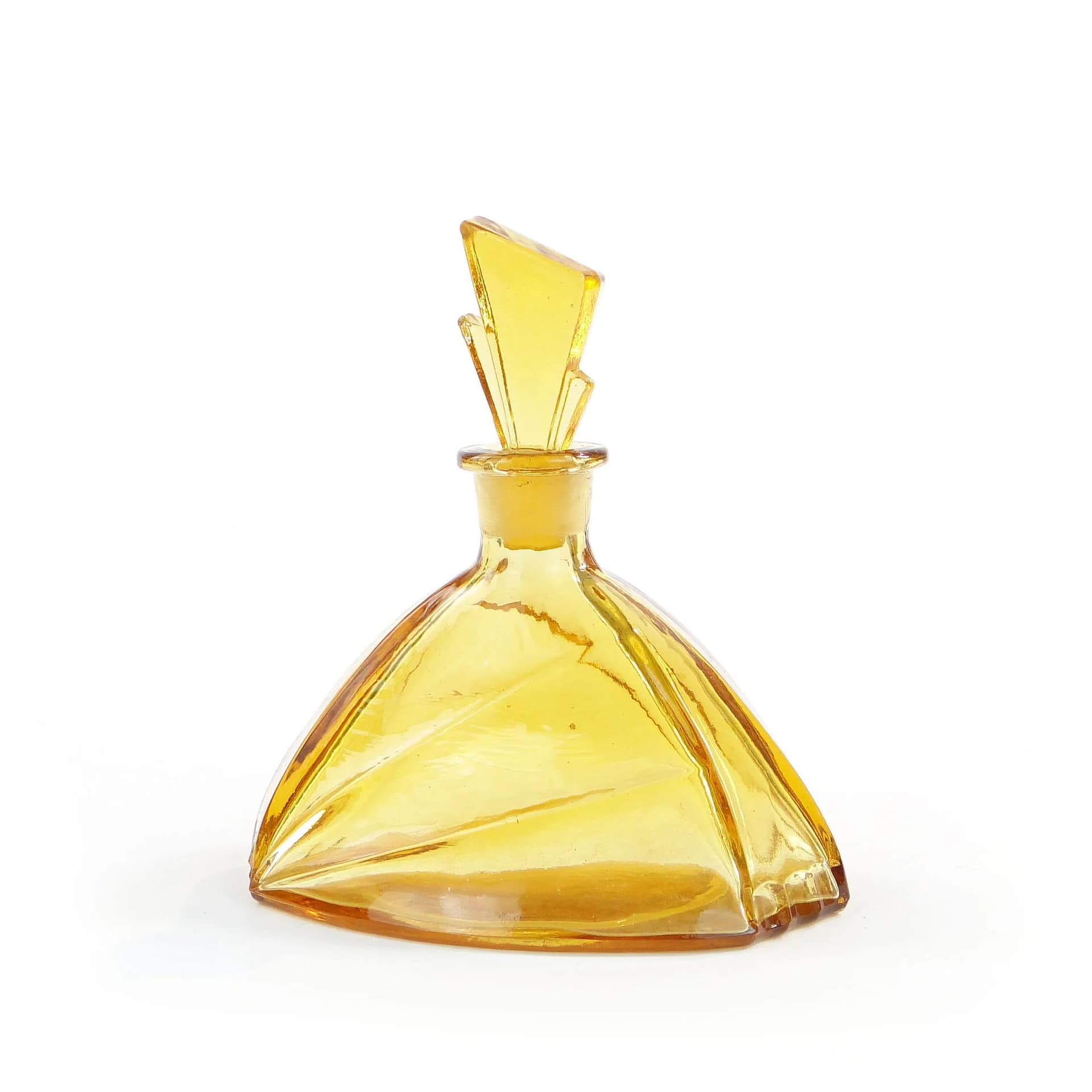 Decanter Art Deco, golden glass, Poland, 1920s. - 20645