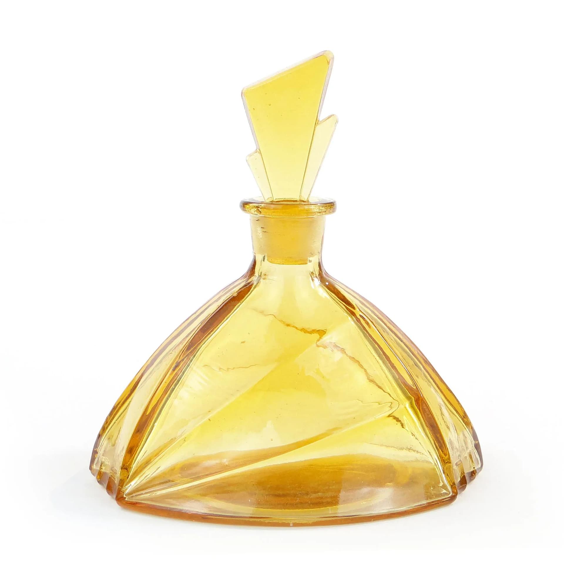 Decanter Art Deco, golden glass, Poland, 1920s. - 20643