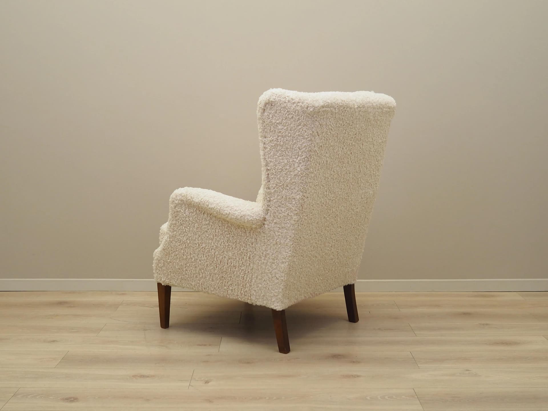 Lounge armchair, ivory white, beech, Denmark, 1960s. - 20862