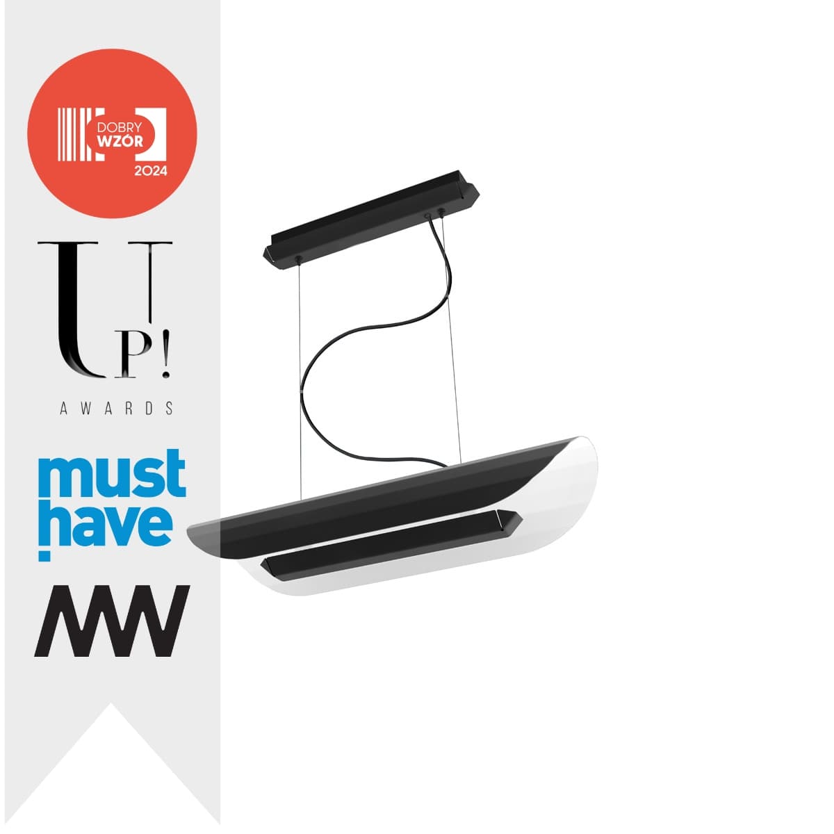 APOLIN 65cm pendant lamp, black/white, Kaspa x Grynasz Studio - 2197