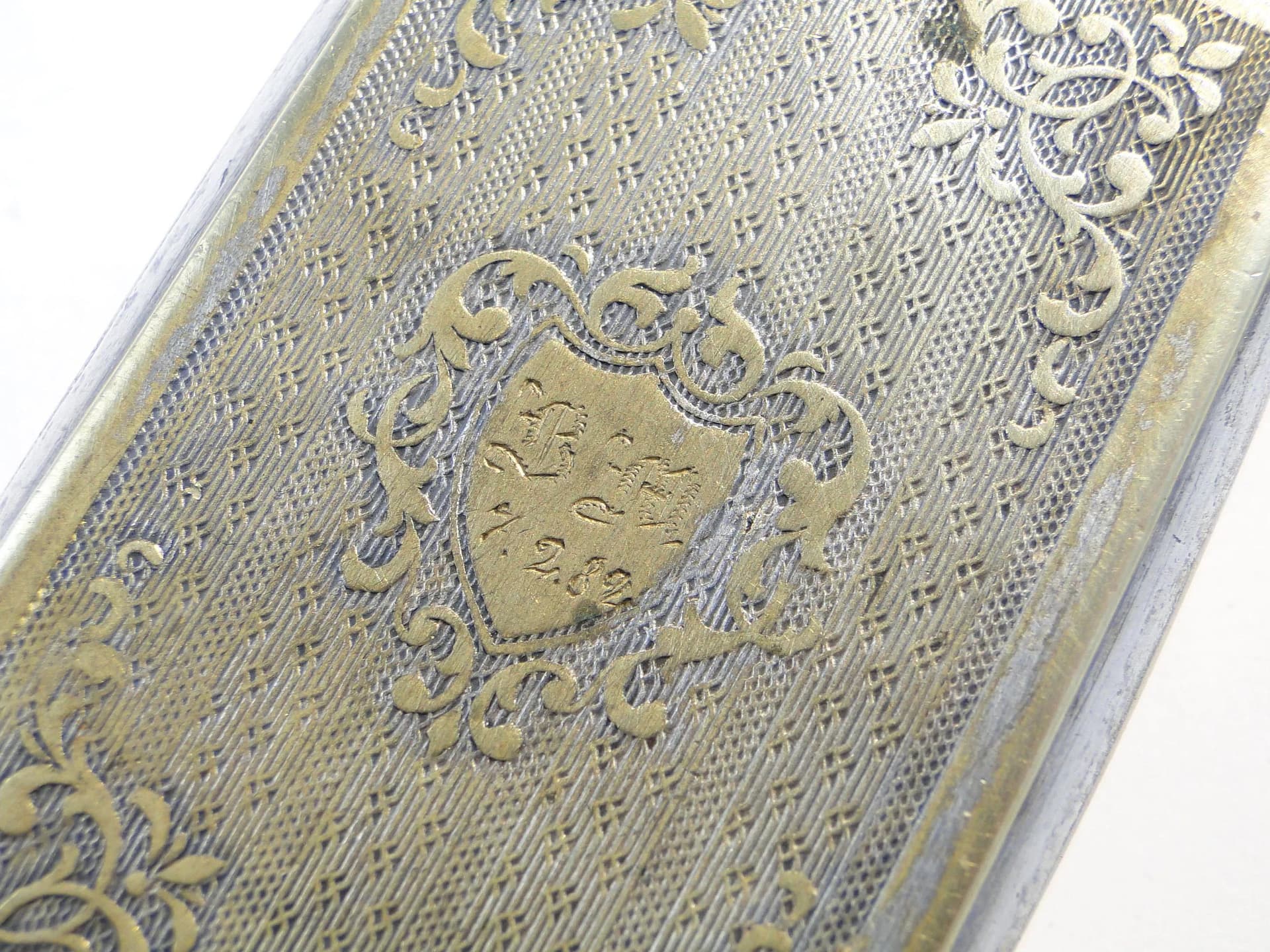 Tabakiera giloszowana, srebro, mosiądz, Austria, XIX wiek - 20935