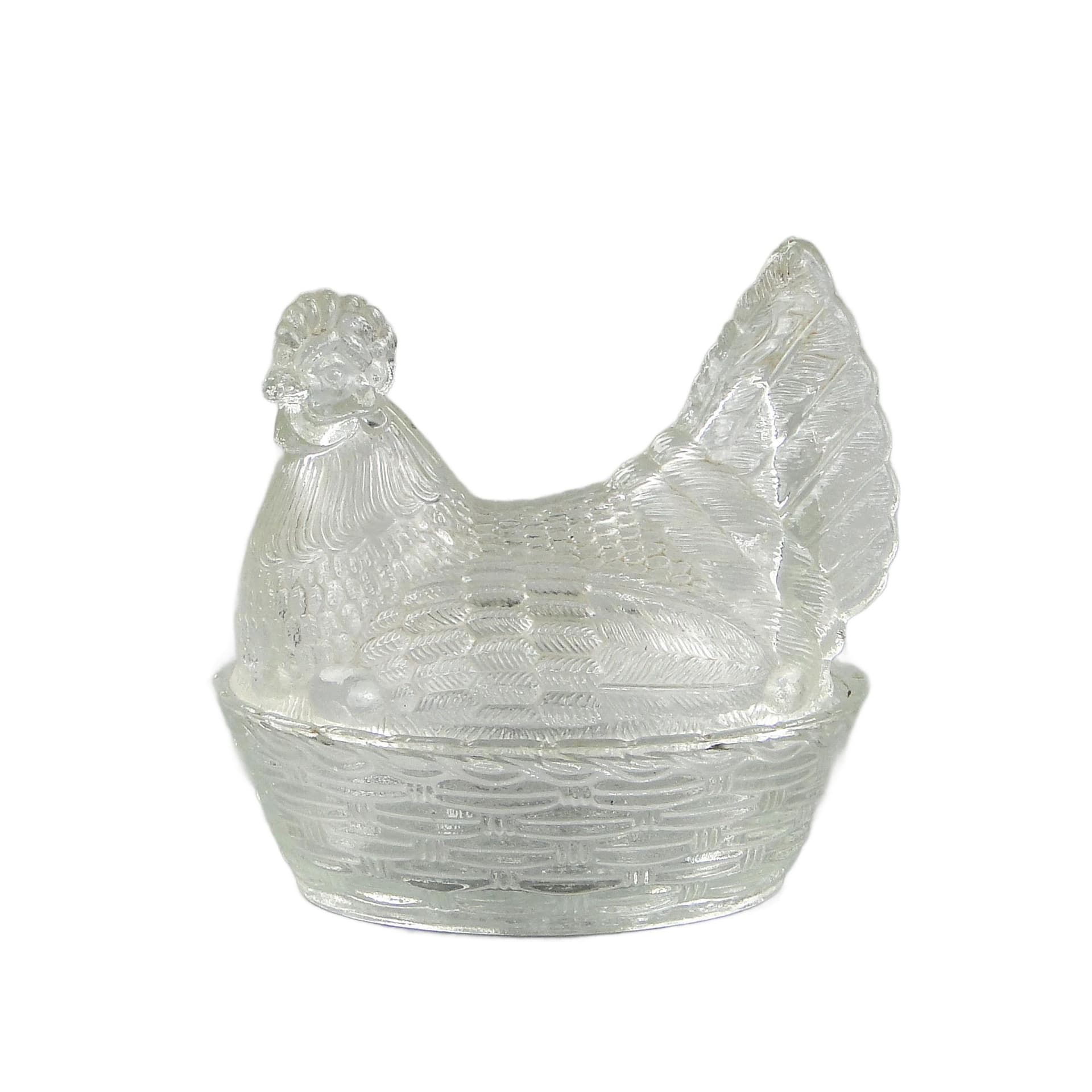 Bomboniera kura, szkło transparent, Ząbkowice, Polska, lata 70.