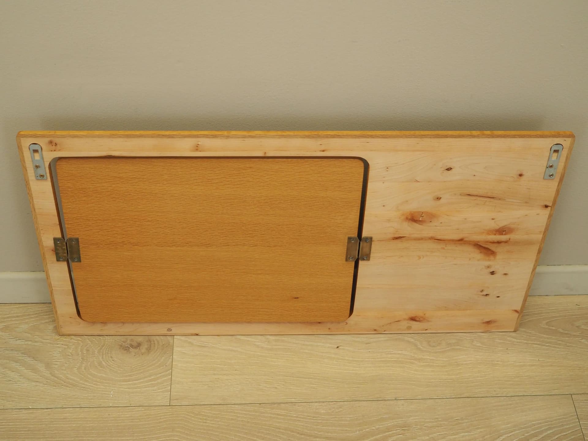 Wall-mounted coat rack with mirror, yellow ash, glass, Denmark, 1980s. - 21030