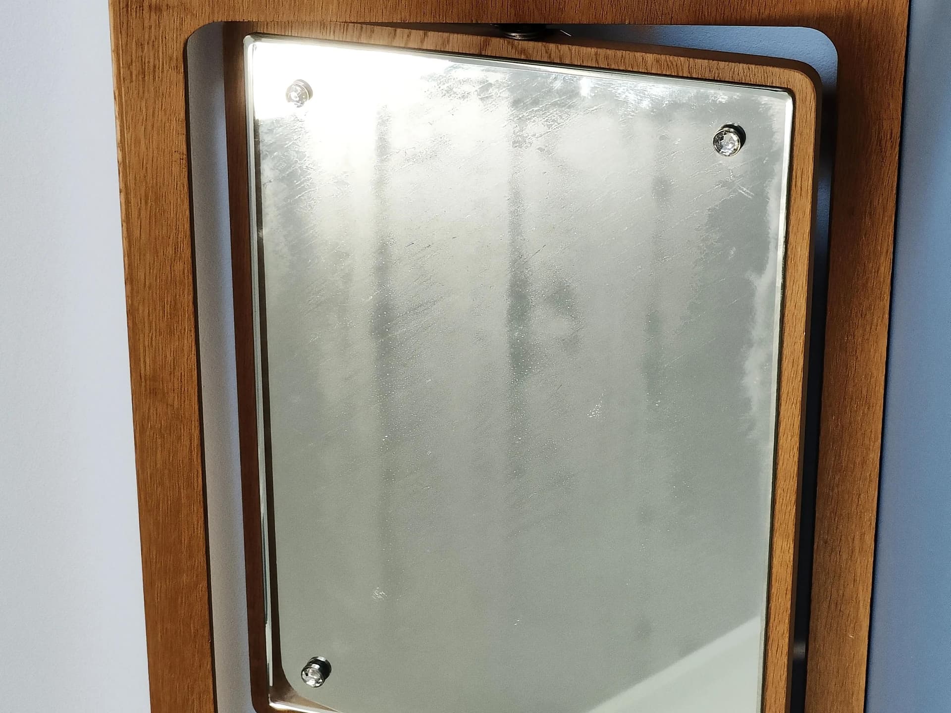 Wall-mounted coat rack with mirror, yellow ash, glass, Denmark, 1980s. - 21031