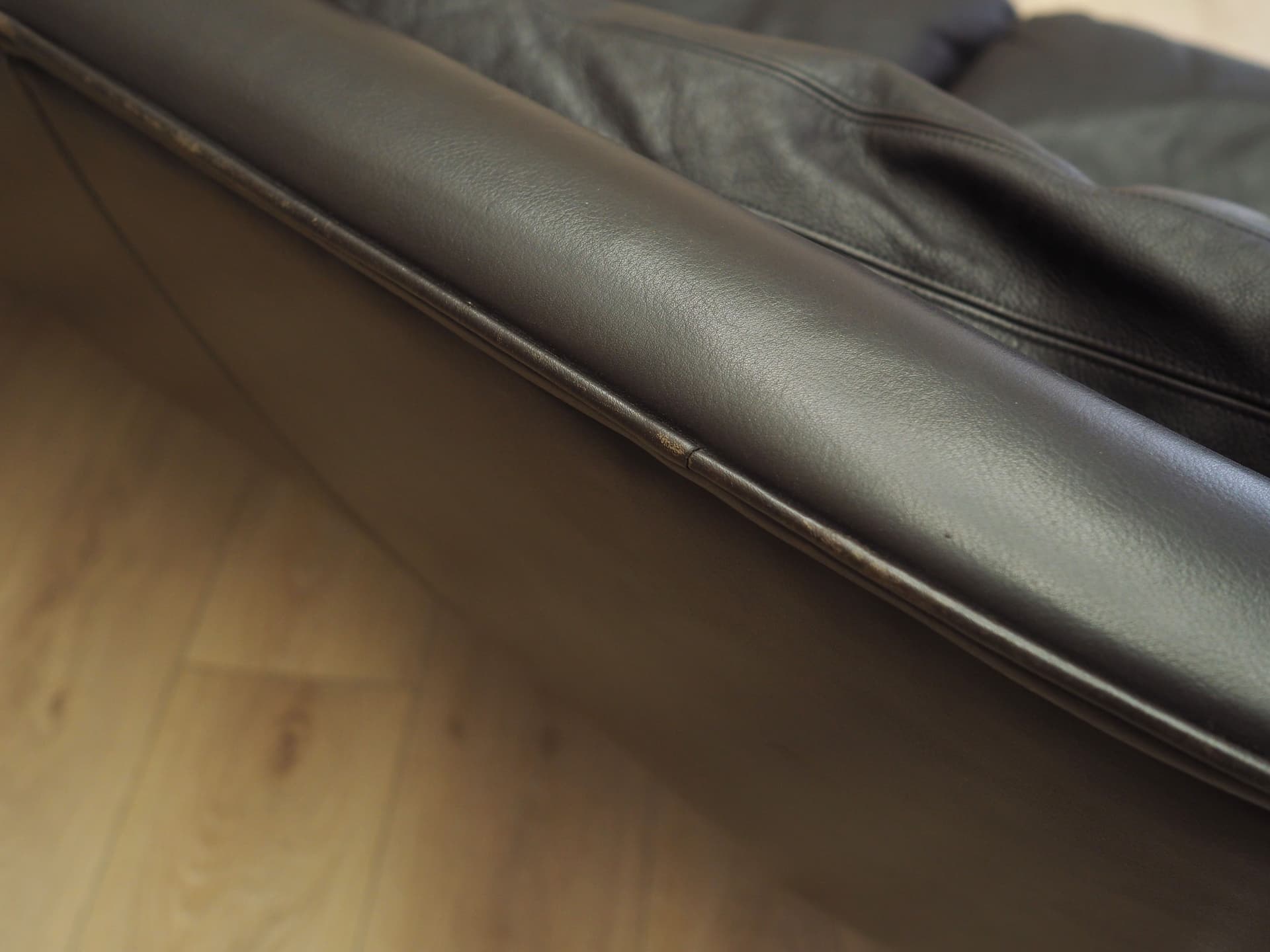 Sofa, skóra naturalna brązowy ciemny, proj. W. Langenfeld, Dania, lata 70. - 67493