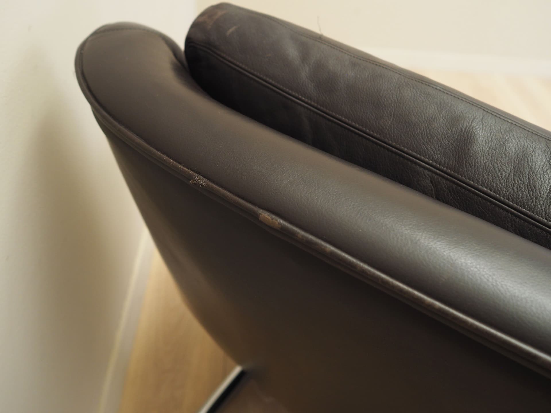 Sofa, skóra naturalna brązowy ciemny, proj. W. Langenfeld, Dania, lata 70. - 67496