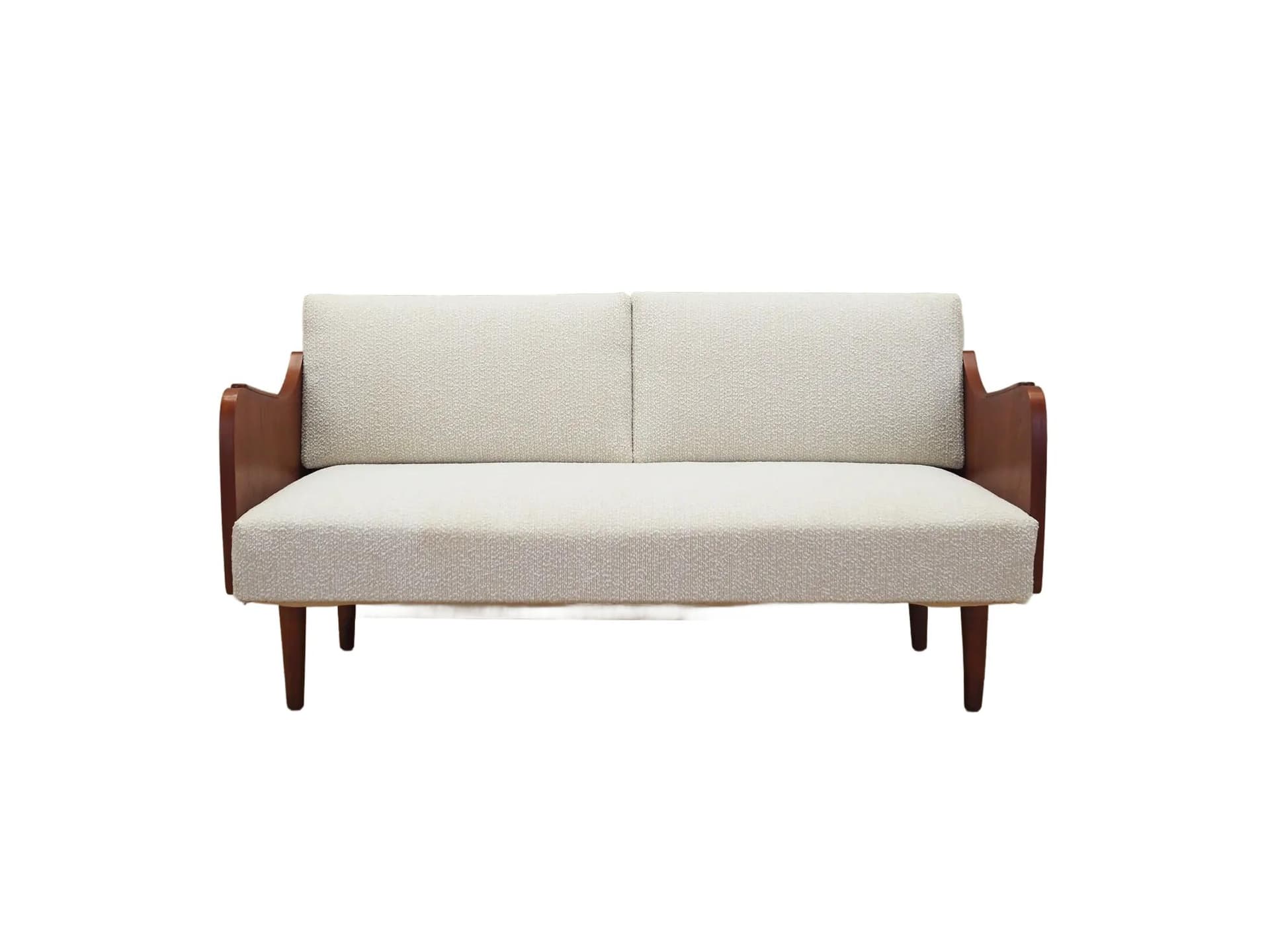 Sofa, beżowa, tkanina, drewno tekowe, Dania, lata 70.