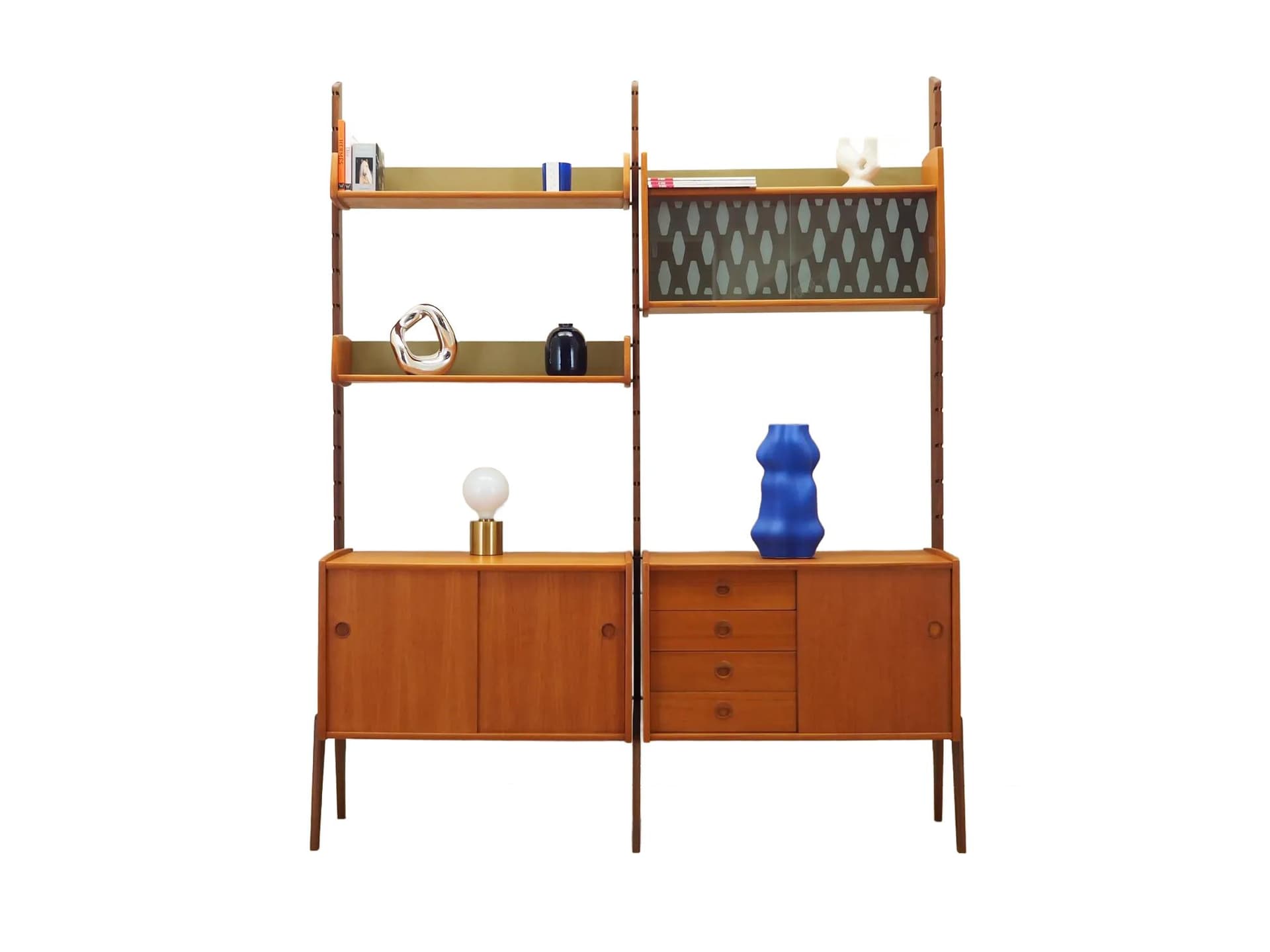 Regał systemowy Ergo, brązowy, teak, proj. J. Texmon & E. Blindheim, Norwegia, lata 60.