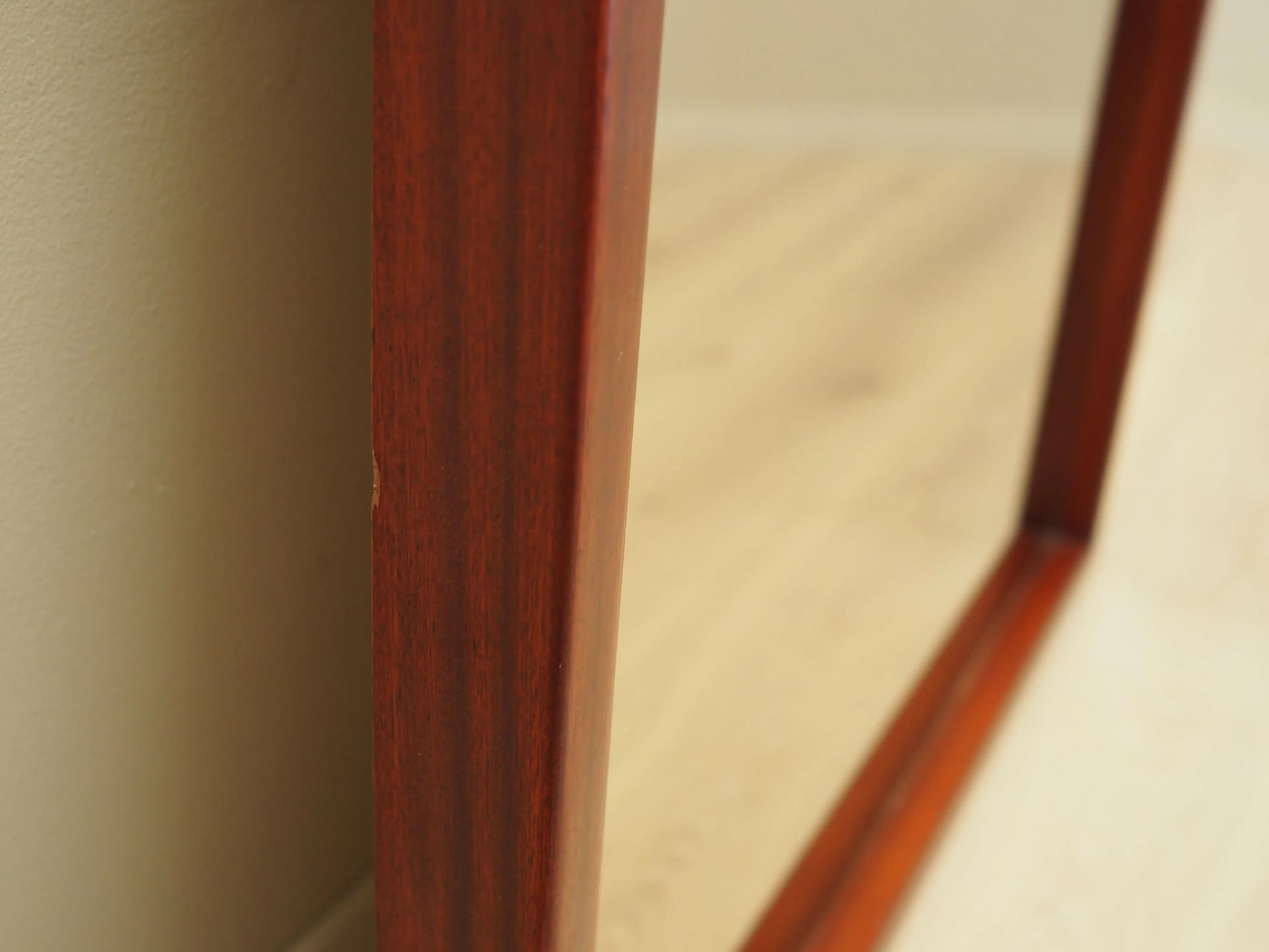 Rectangular mirror, graphite glass, dark brown mahogany, Denmark, 1970s - 21233