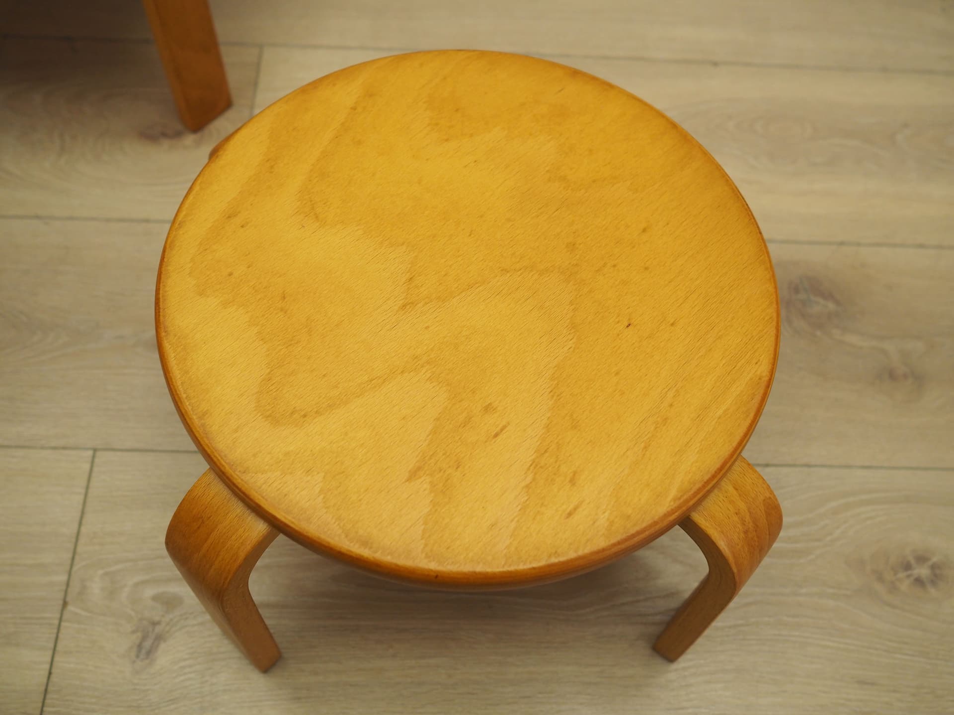 Set of Three Plant Stands, yellow, plywood, Denmark, 1970s - 67421