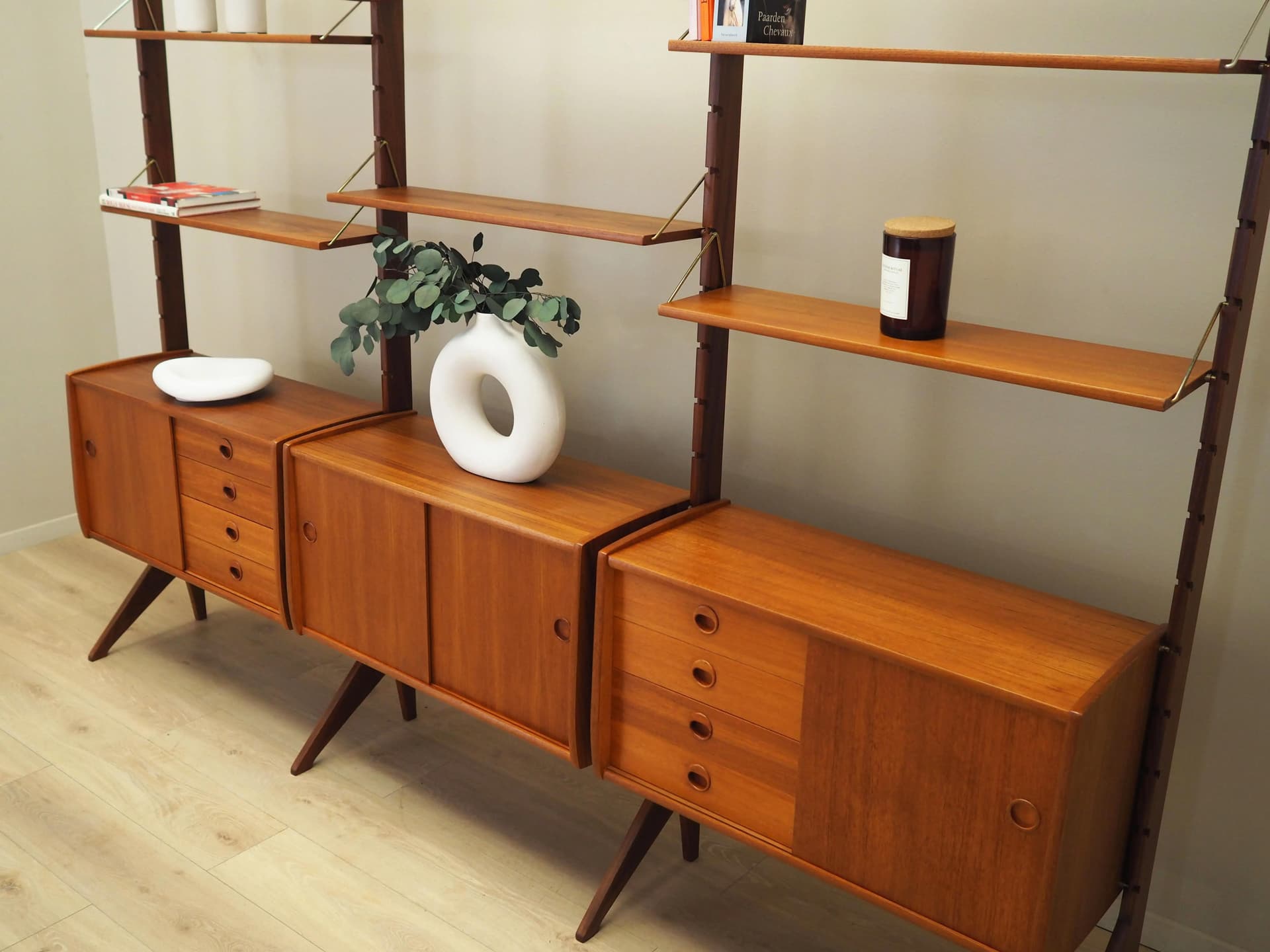 Regał systemowy, teak brązowy, proj. J. Texmon & E. Blindheim, Norwegia, lata 60. - 21542