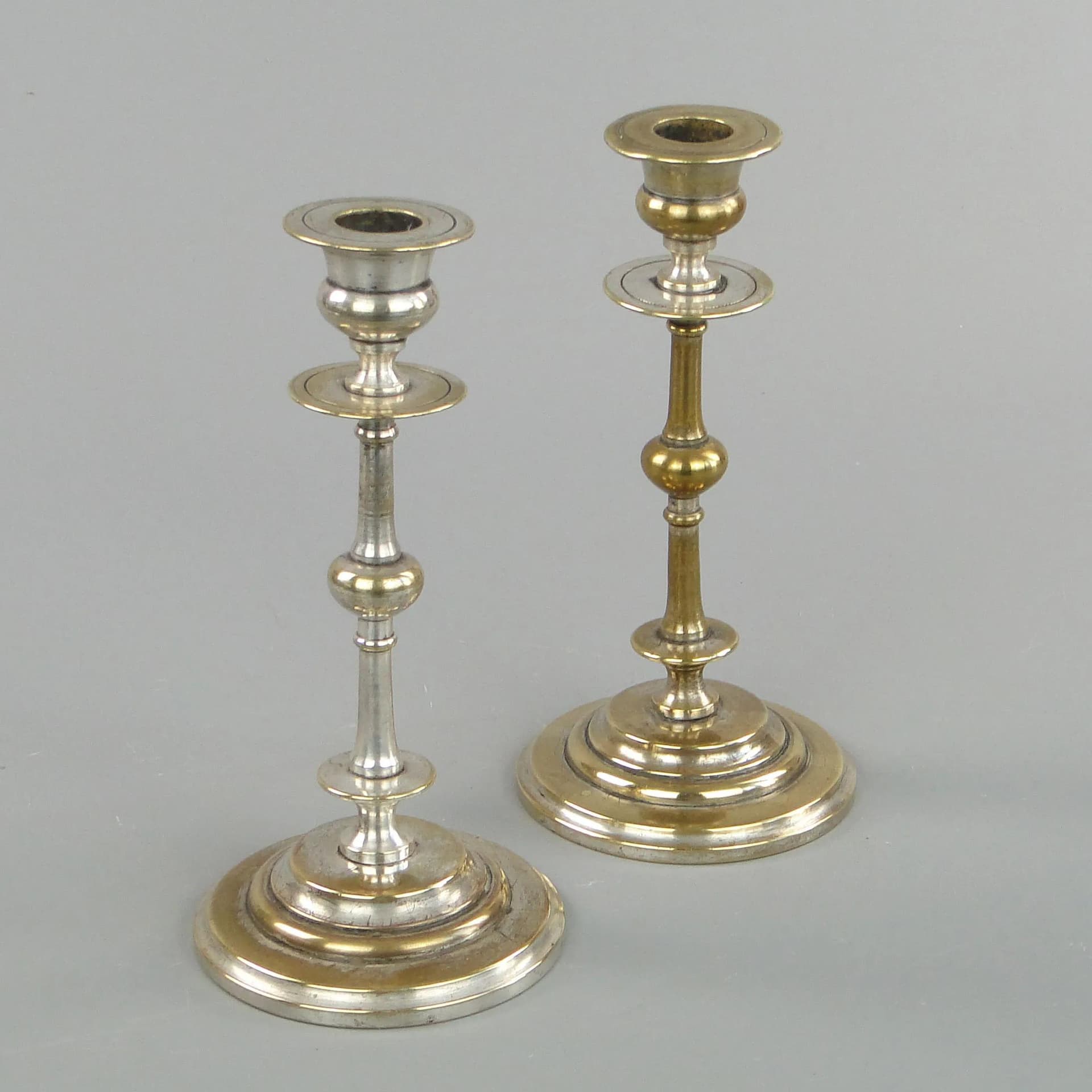 Para świeczników, mosiądz platerowany srebrem, Schiffers, Polska, początek XX w. - 21567