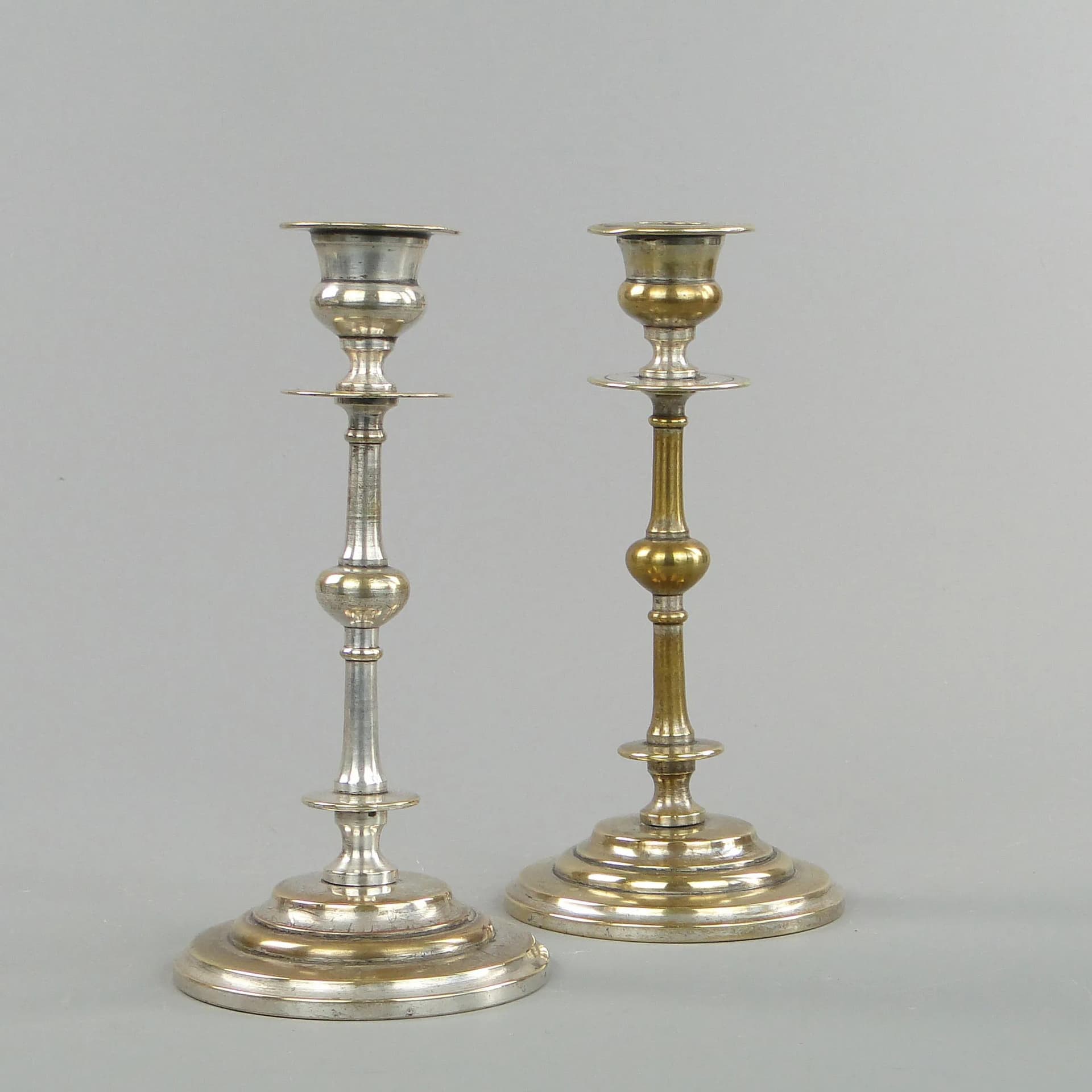 Para świeczników, mosiądz platerowany srebrem, Schiffers, Polska, początek XX w. - 21566