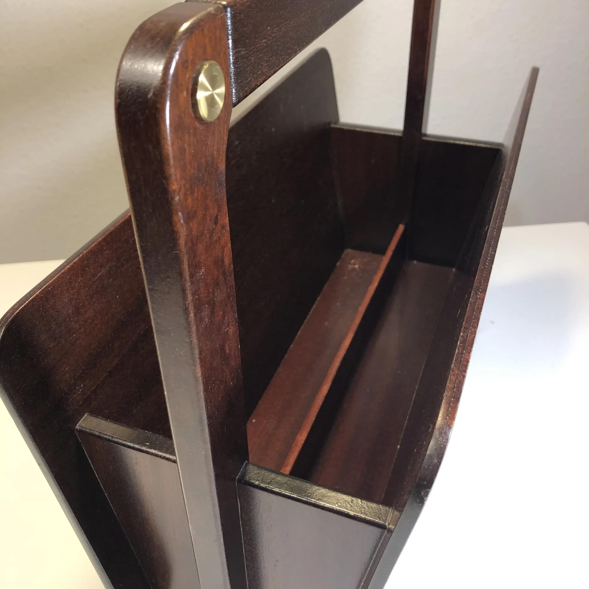 Magazine rack Union, mahogany dark brown, Germany, 1970s. - 21593