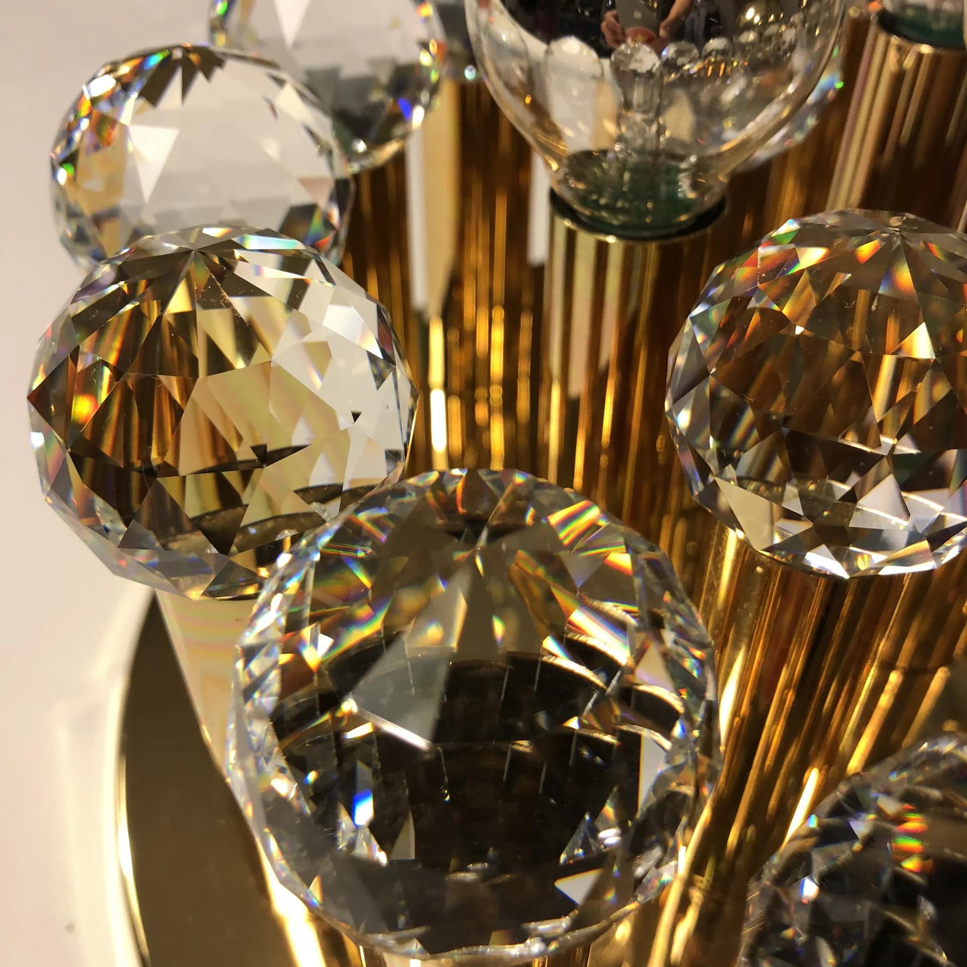 Gilded Brass Ceiling Light with Swarovski Crystals, Ernst Palme, Germany, 1960s - 21578