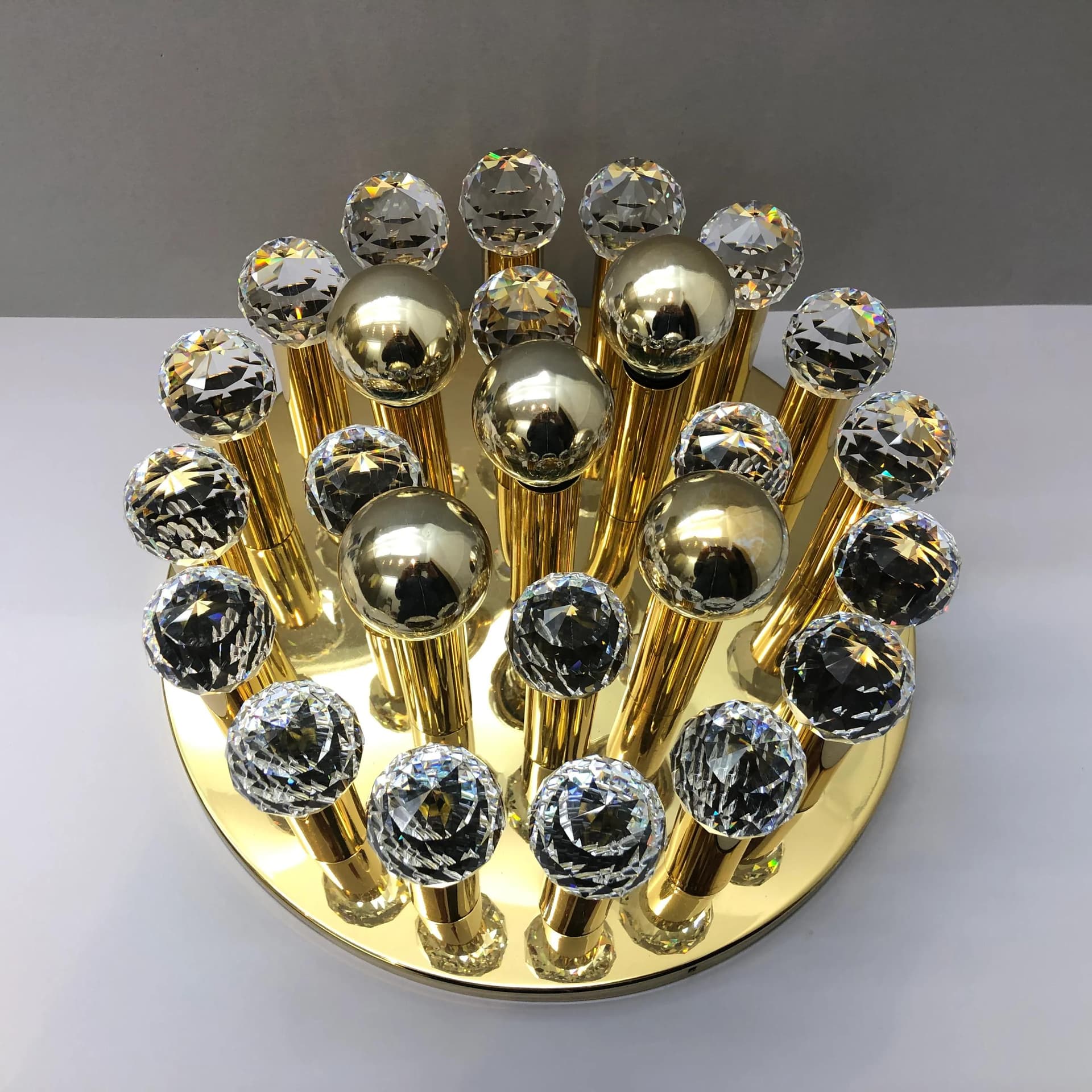 Gilded Brass Ceiling Light with Swarovski Crystals, Ernst Palme, Germany, 1960s - 21582