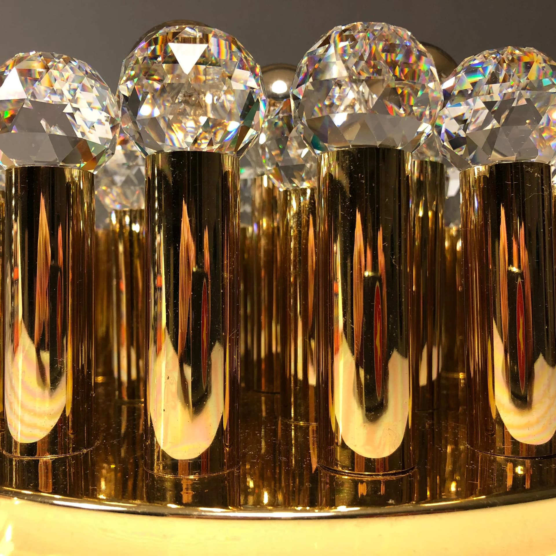 Gilded Brass Ceiling Light with Swarovski Crystals, Ernst Palme, Germany, 1960s - 21575