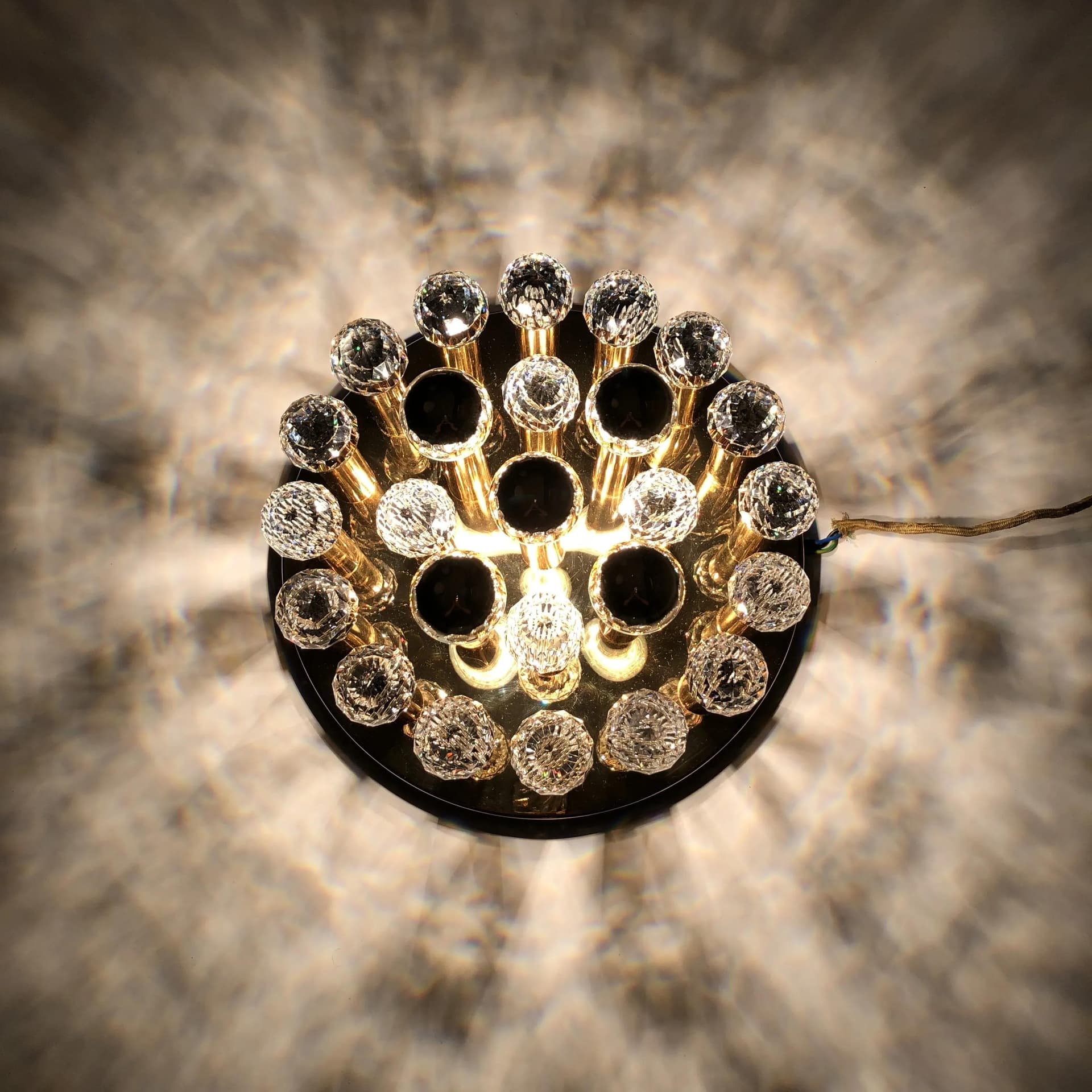 Gilded Brass Ceiling Light with Swarovski Crystals, Ernst Palme, Germany, 1960s - 21576