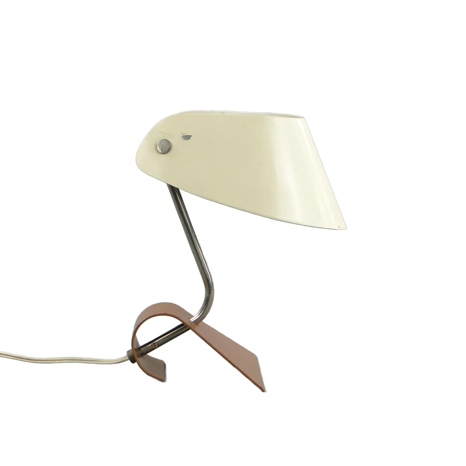 Desk lamp Pop Art, ivory white metal, by A. Gałecki, Poland, 1960s.