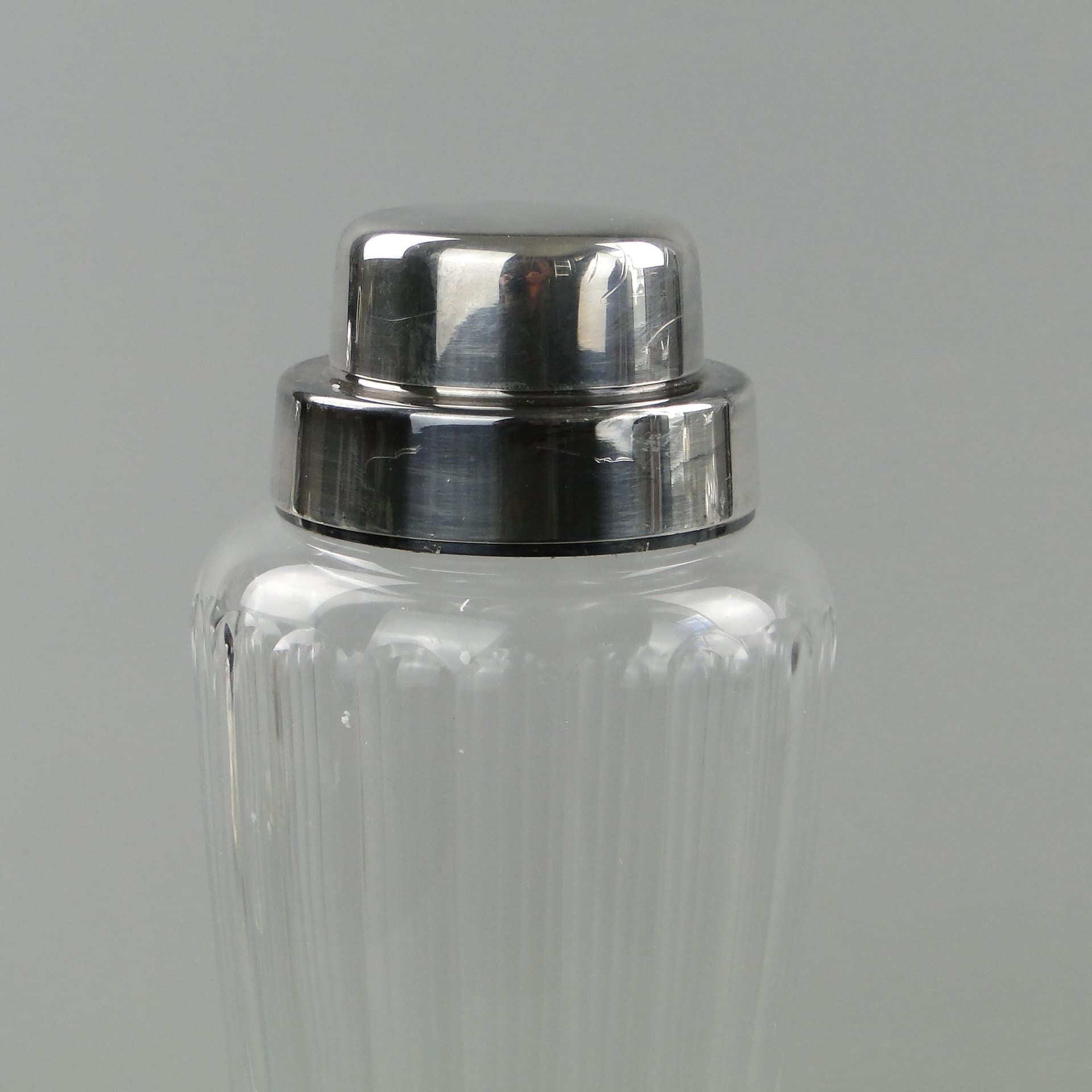 Cocktail shaker, transparent crystal, silver-plated brass, WMF, Germany, 1950s. - 2298