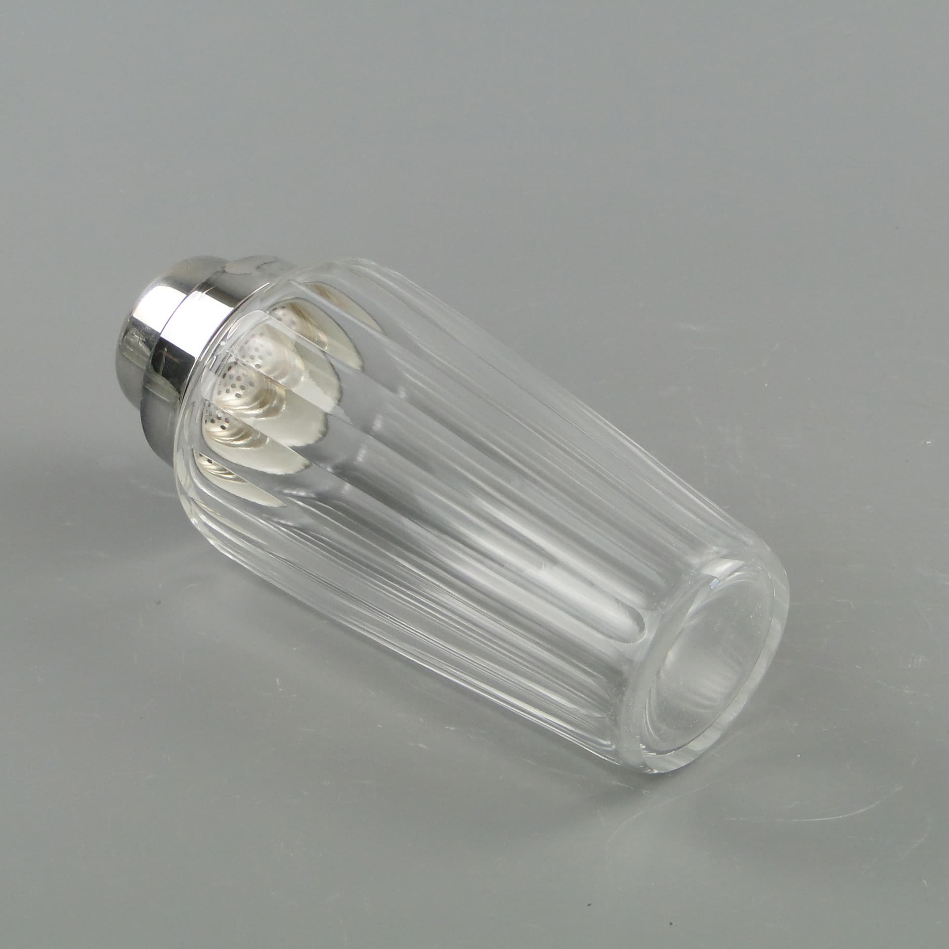 Cocktail shaker, transparent crystal, silver-plated brass, WMF, Germany, 1950s. - 2299