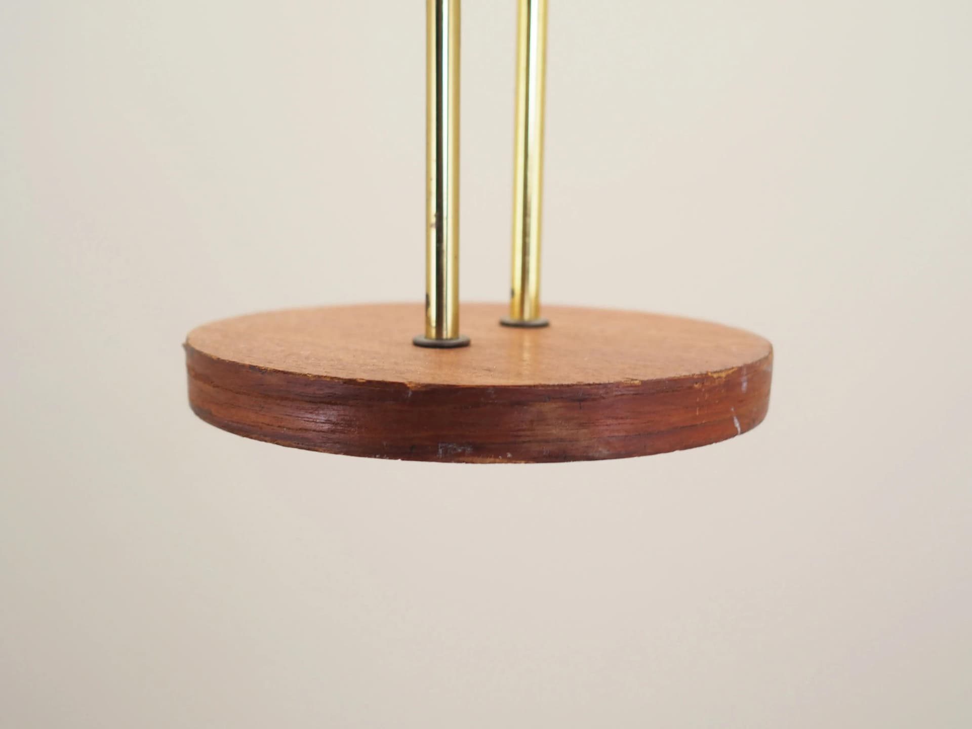 Popielniczka, teak brązowy, mosiądz złoty, Dania, lata 70. - 22295