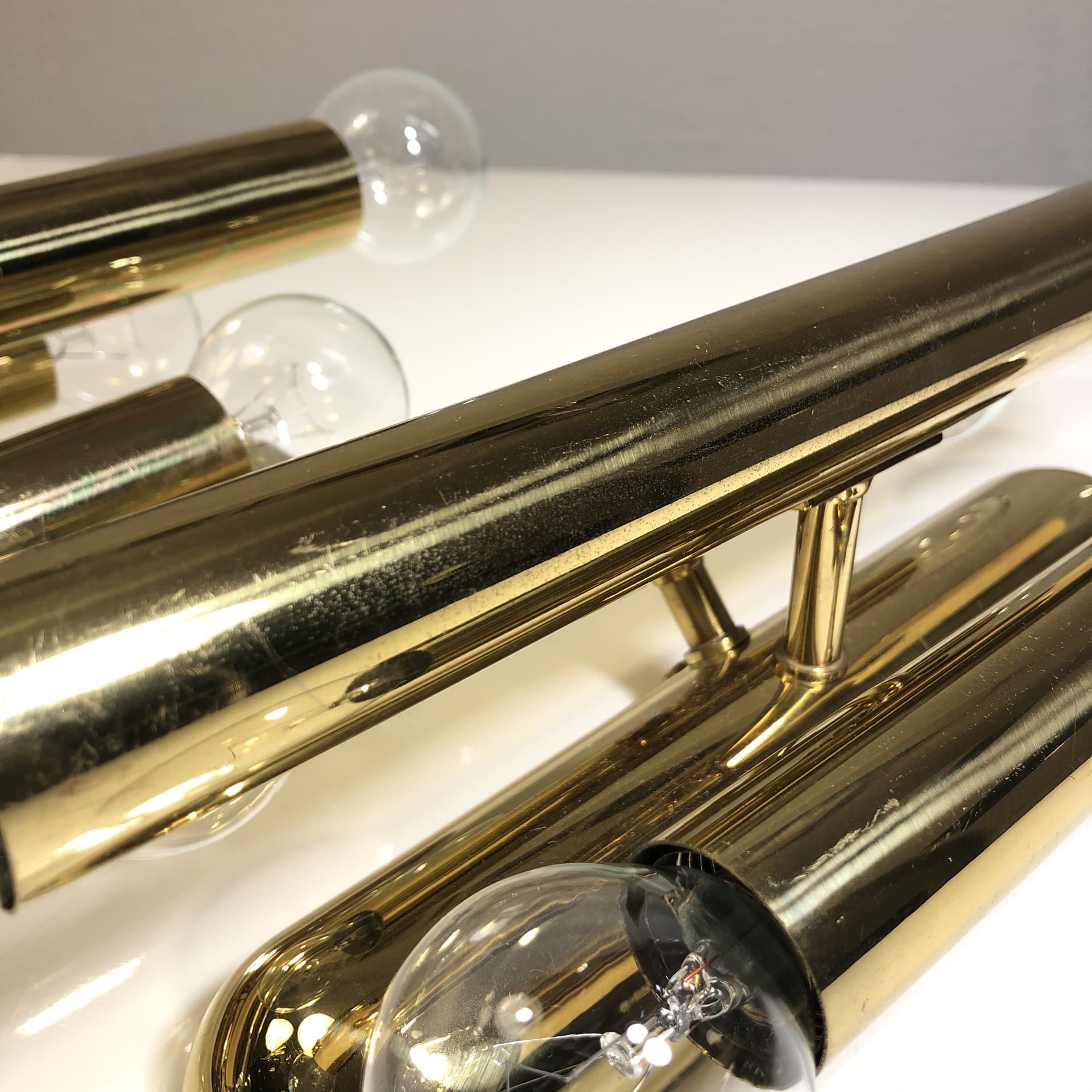 Para kinkietów, metal złoty, V.L.S Leuchten, Niemcy, lata 80. - 22214