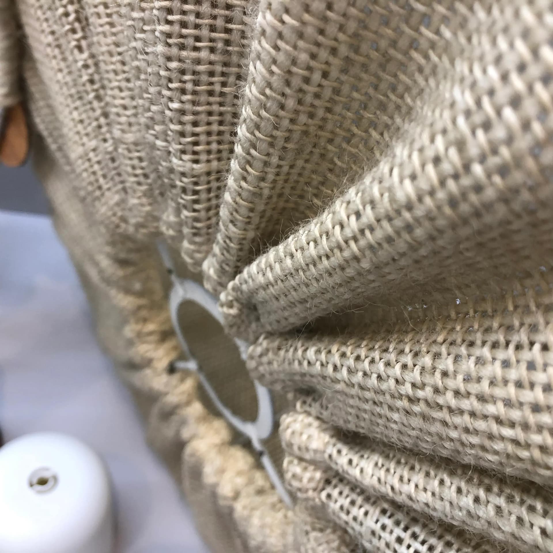 Lampa wisząca Boho, beżowy sznur juta drewno tekowe, Niemcy, lata 70. - 22207