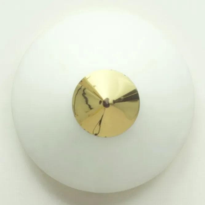 Ceiling lamp, opaline glass white, brass, Limburg, Germany, 1980s. - 22502